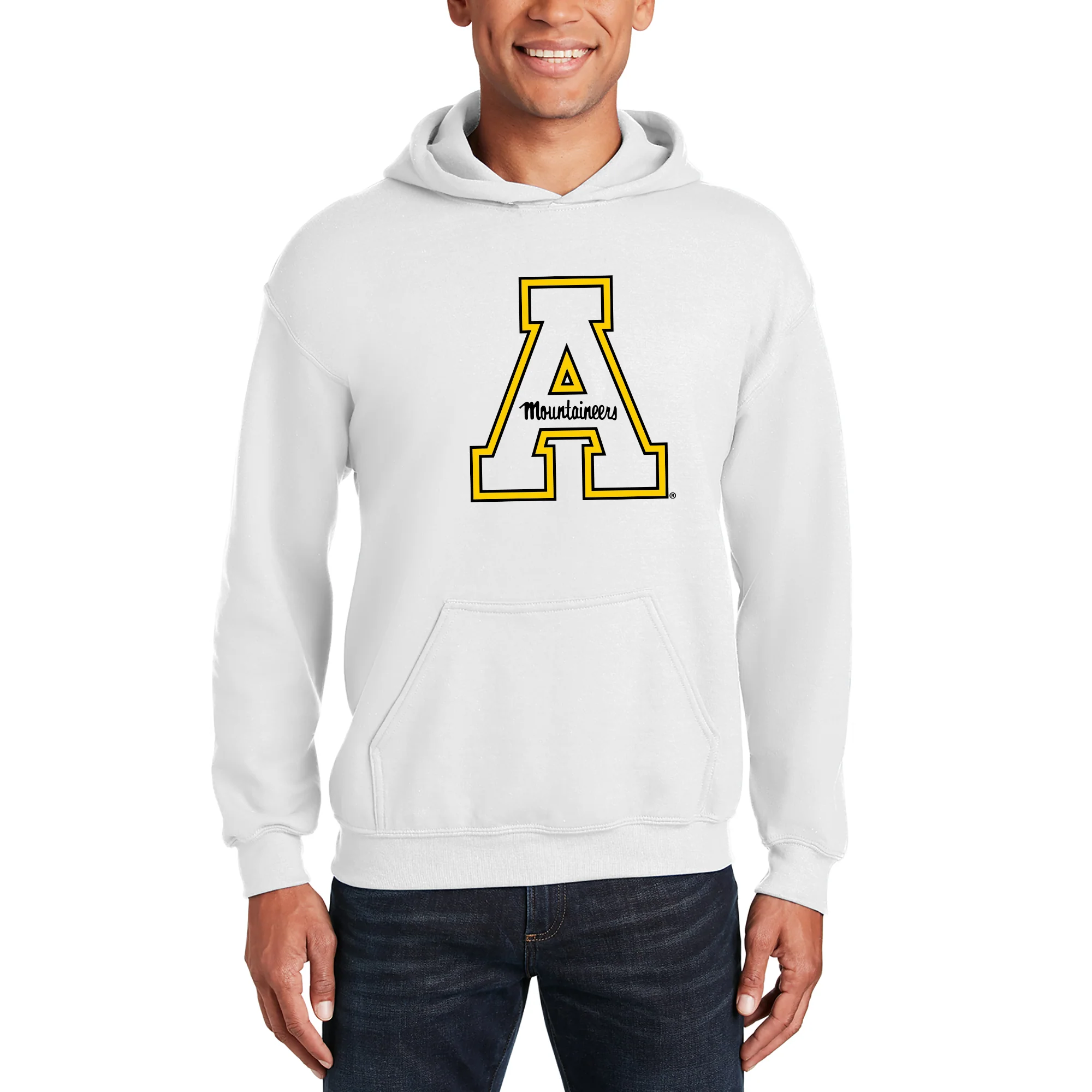 Appalachian State University Mountaineers Primary Logo Cotton Hoodie - White - Image 3