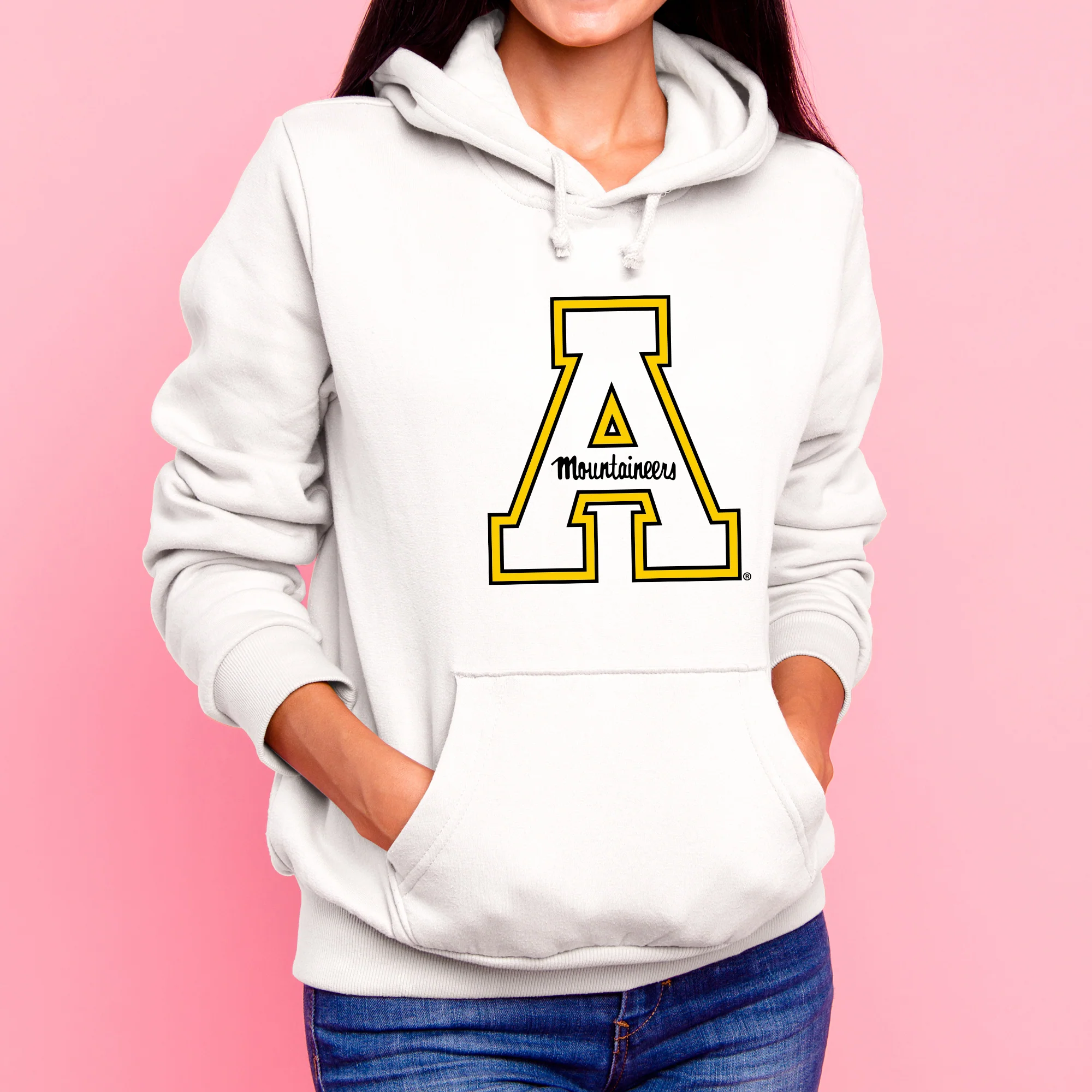 Appalachian State University Mountaineers Primary Logo Cotton Hoodie - White - Image 4