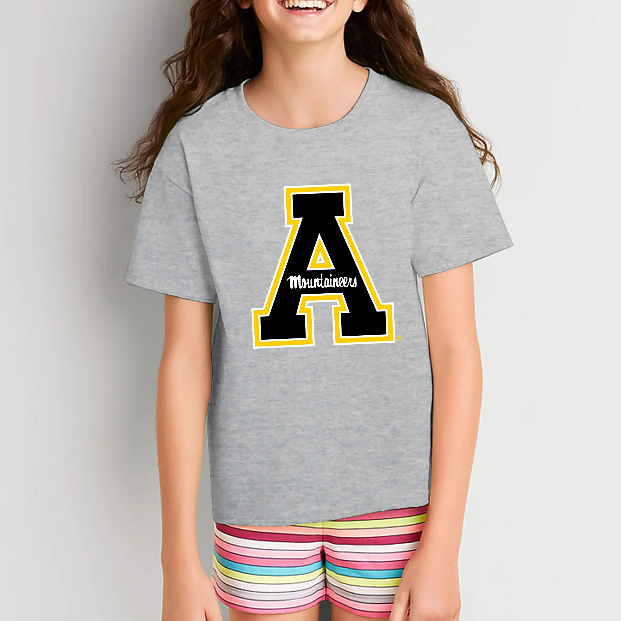 Appalachian State University Mountaineers Primary Logo Cotton Youth T-Shirt - Sport Grey - Image 4