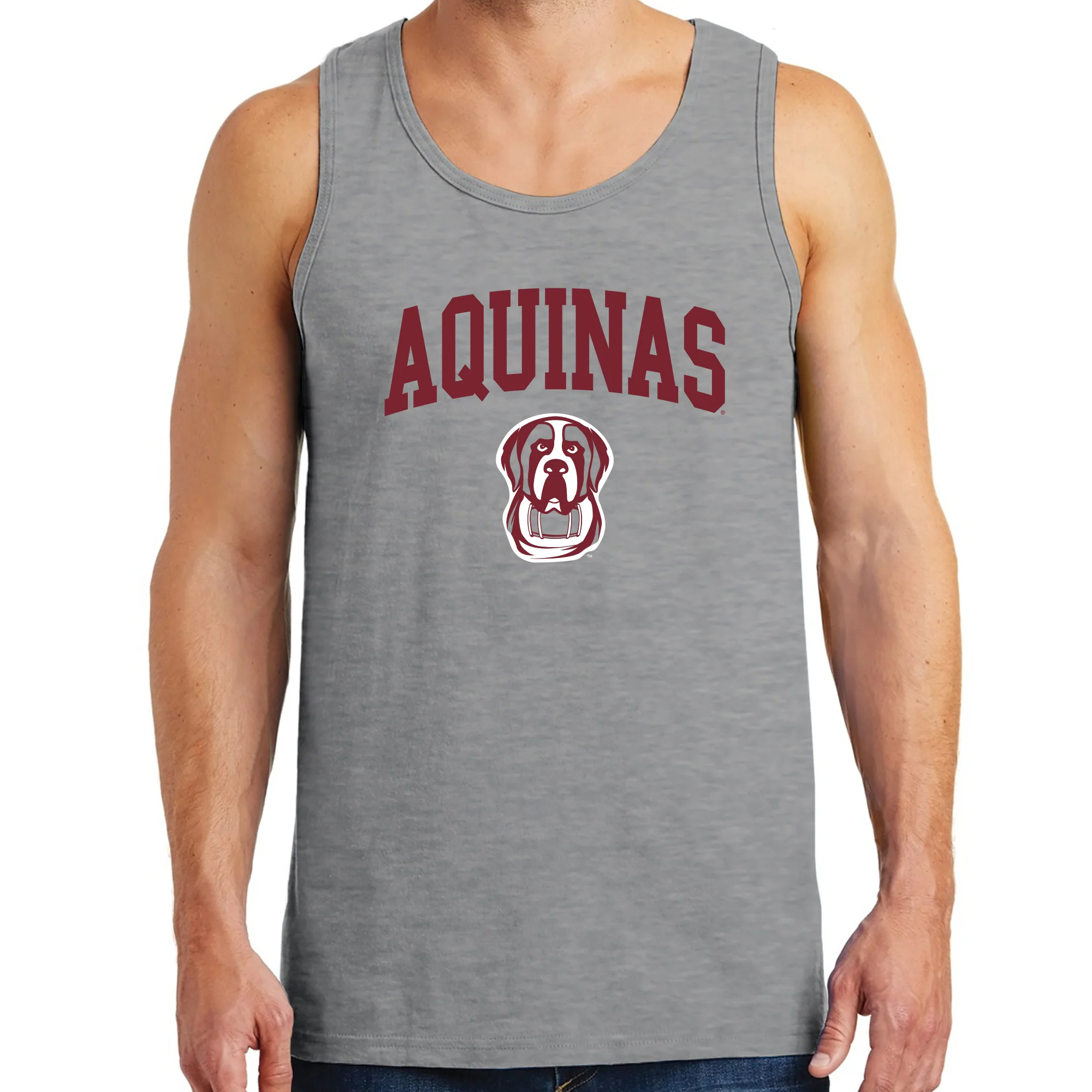 Aquinas College Saints Arch Logo Heavy Blend Tank Top - Sport Grey - Image 3