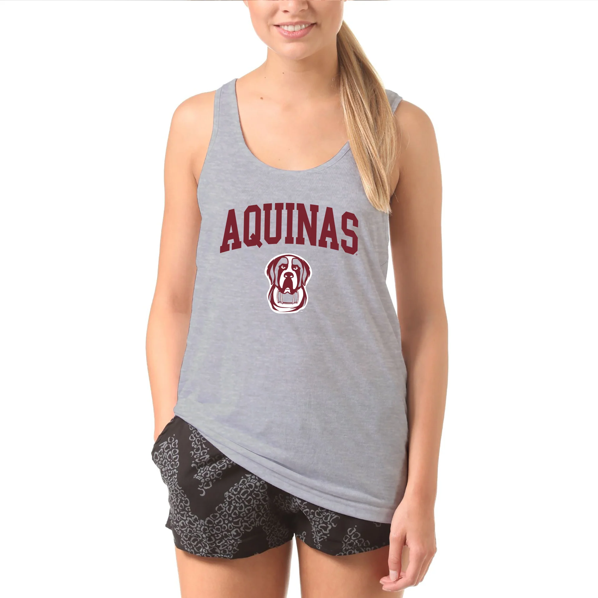 Aquinas College Saints Arch Logo Heavy Blend Tank Top - Sport Grey - Image 4