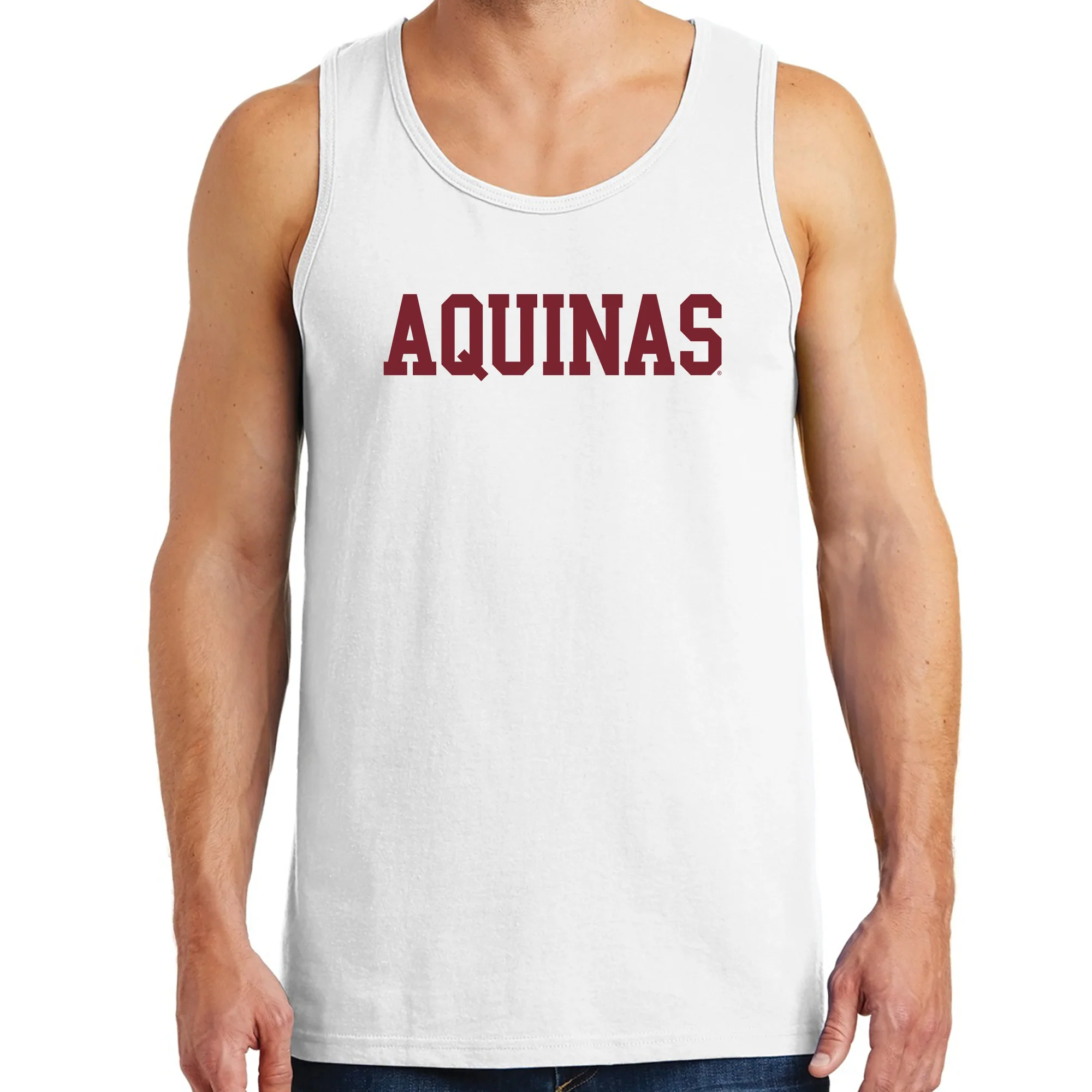 Aquinas College Saints Basic Block Heavy Blend Tank Top - White - Image 3