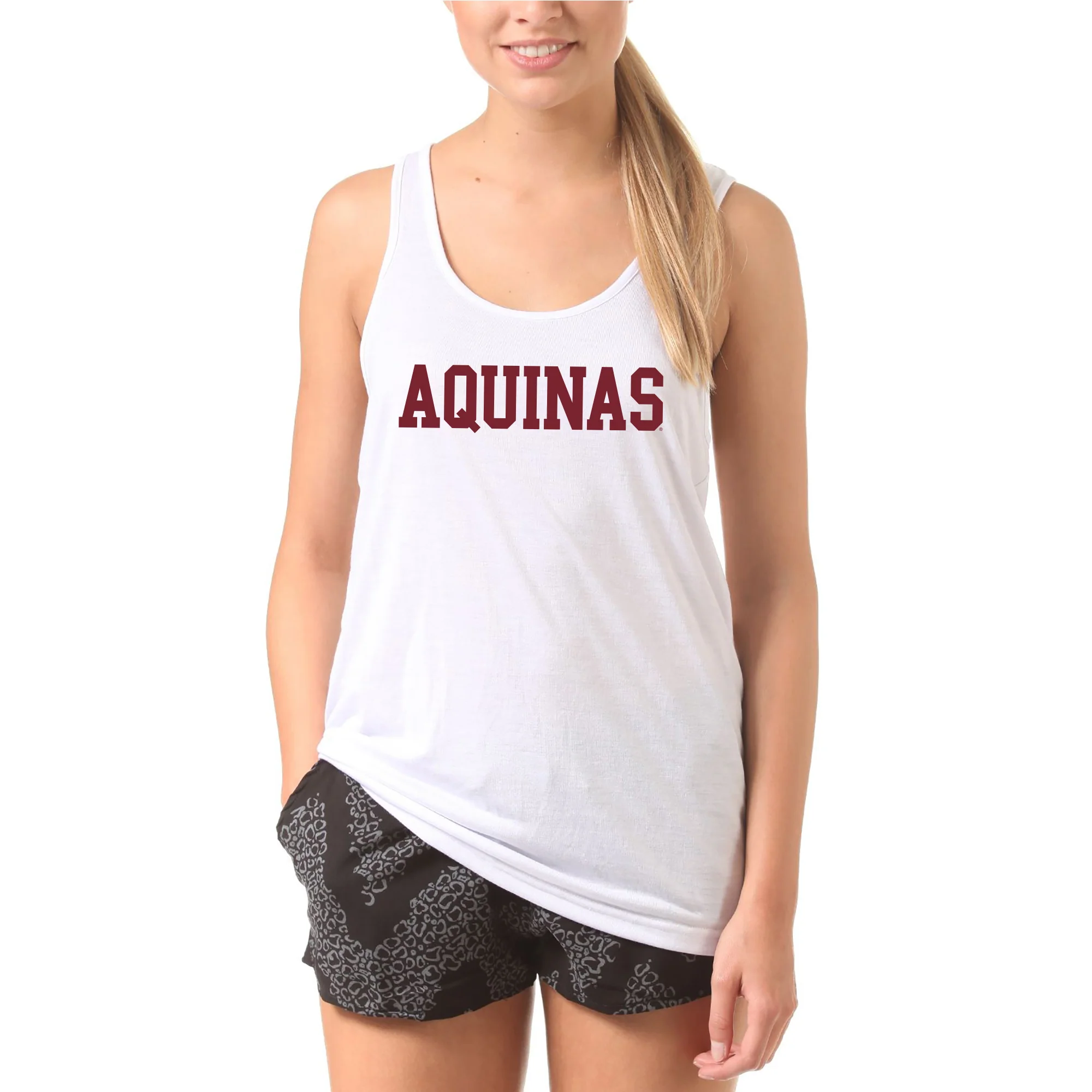 Aquinas College Saints Basic Block Heavy Blend Tank Top - White - Image 4