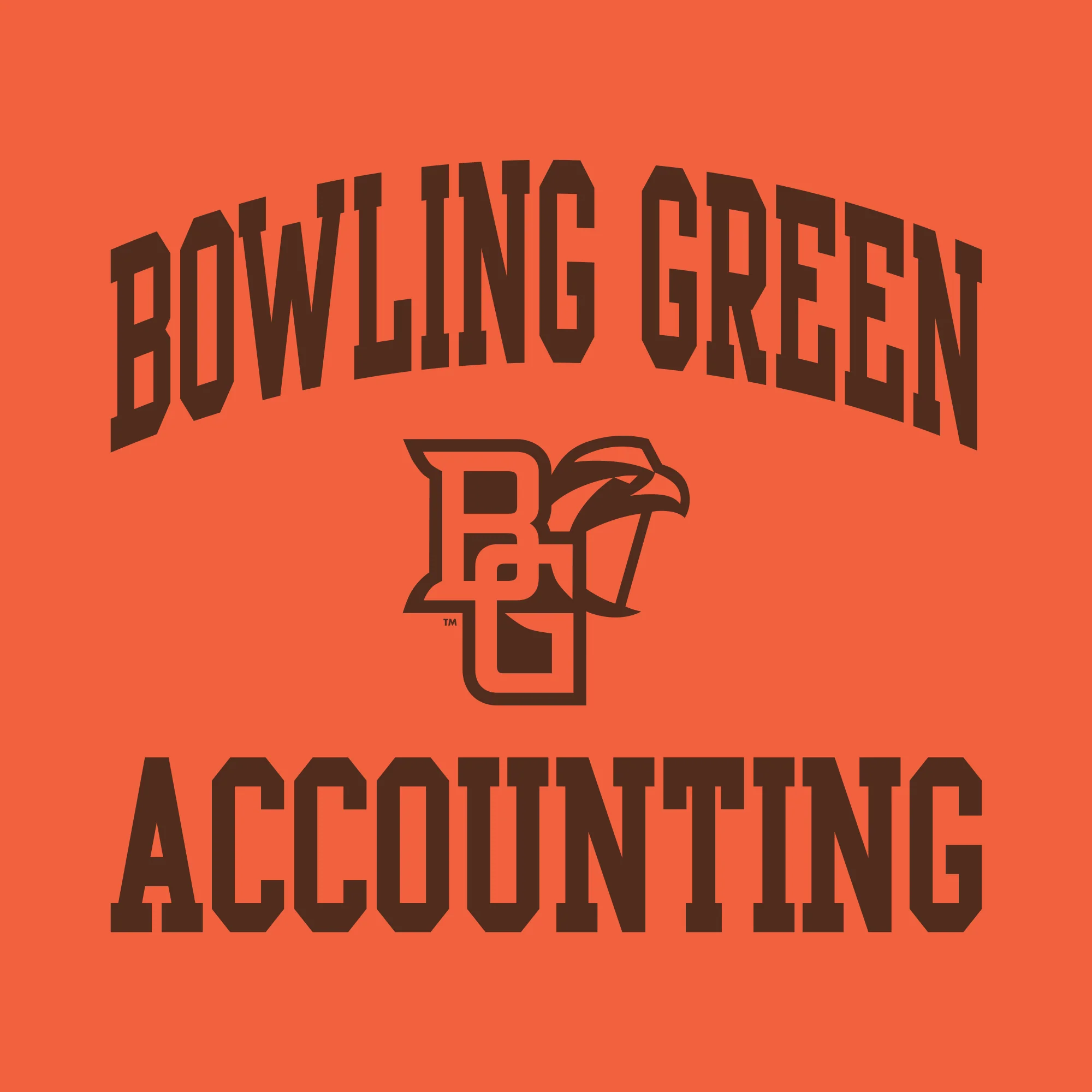 Bowling Green State University Falcons Arch Logo Accounting Basic Cotton Short Sleeve T Shirt - Orange - Image 2