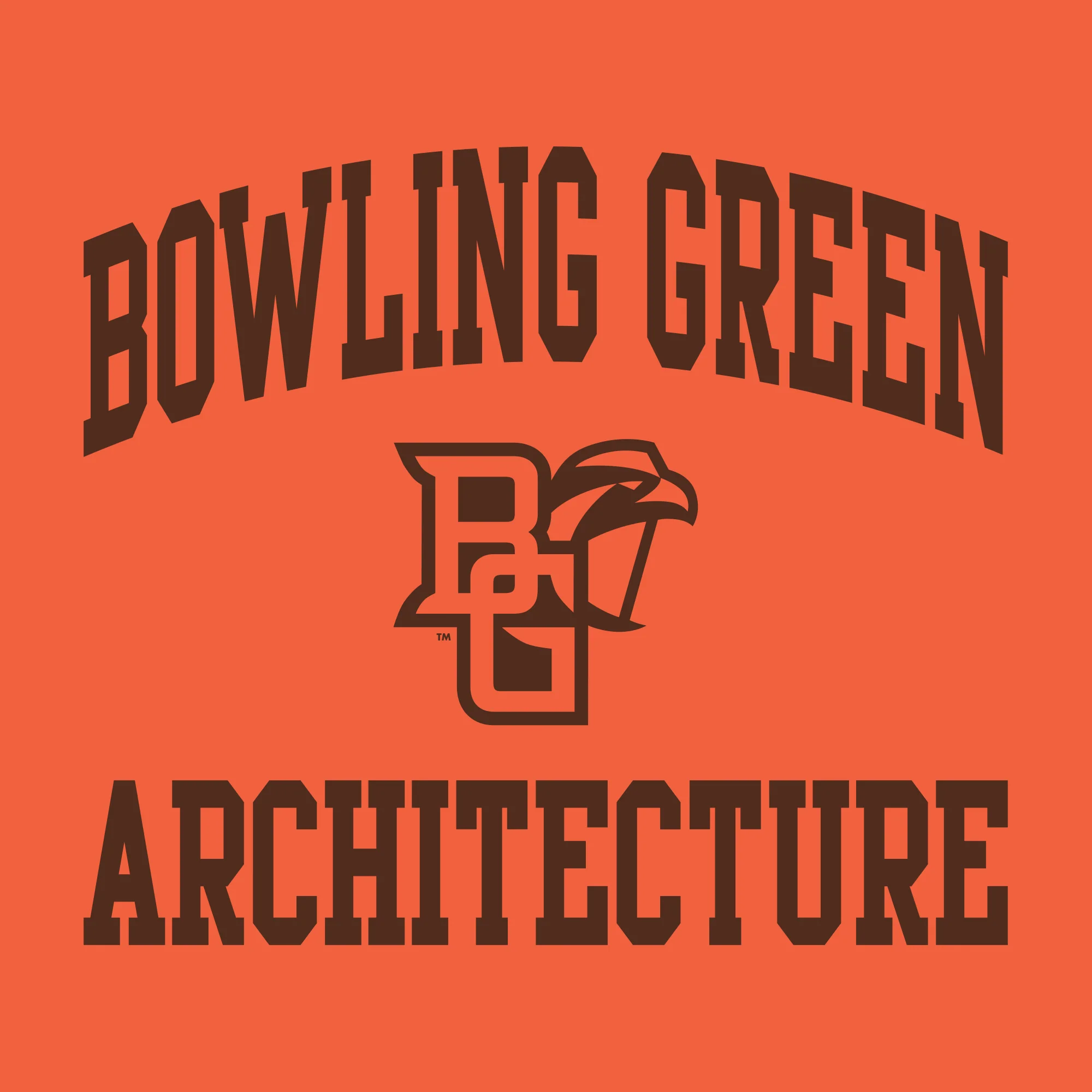 Bowling Green State University Falcons Arch Logo Architecture Basic Cotton Short Sleeve T Shirt - Orange - Image 2