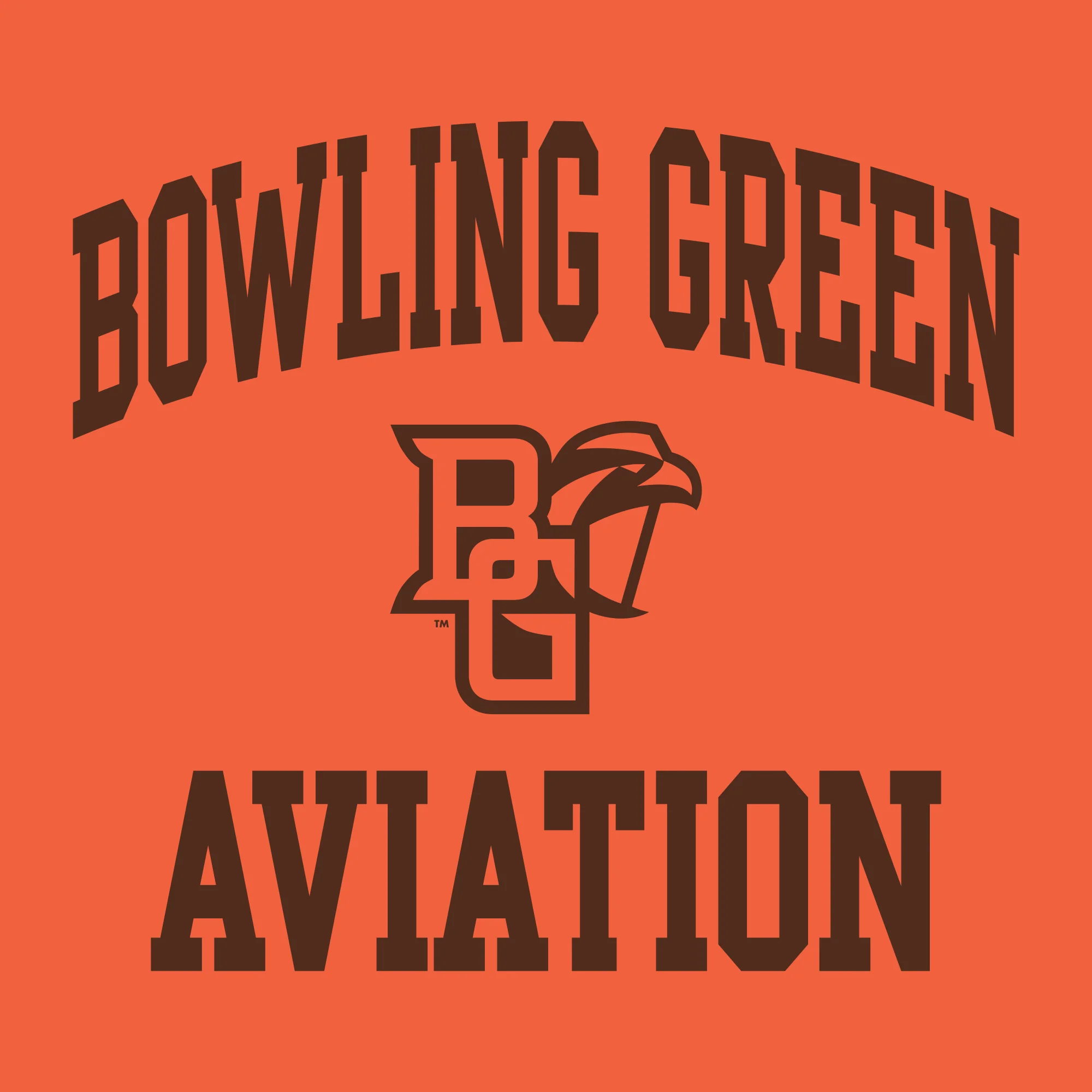 Bowling Green State University Falcons Arch Logo Aviation Basic Cotton Short Sleeve T Shirt - Orange - Image 2