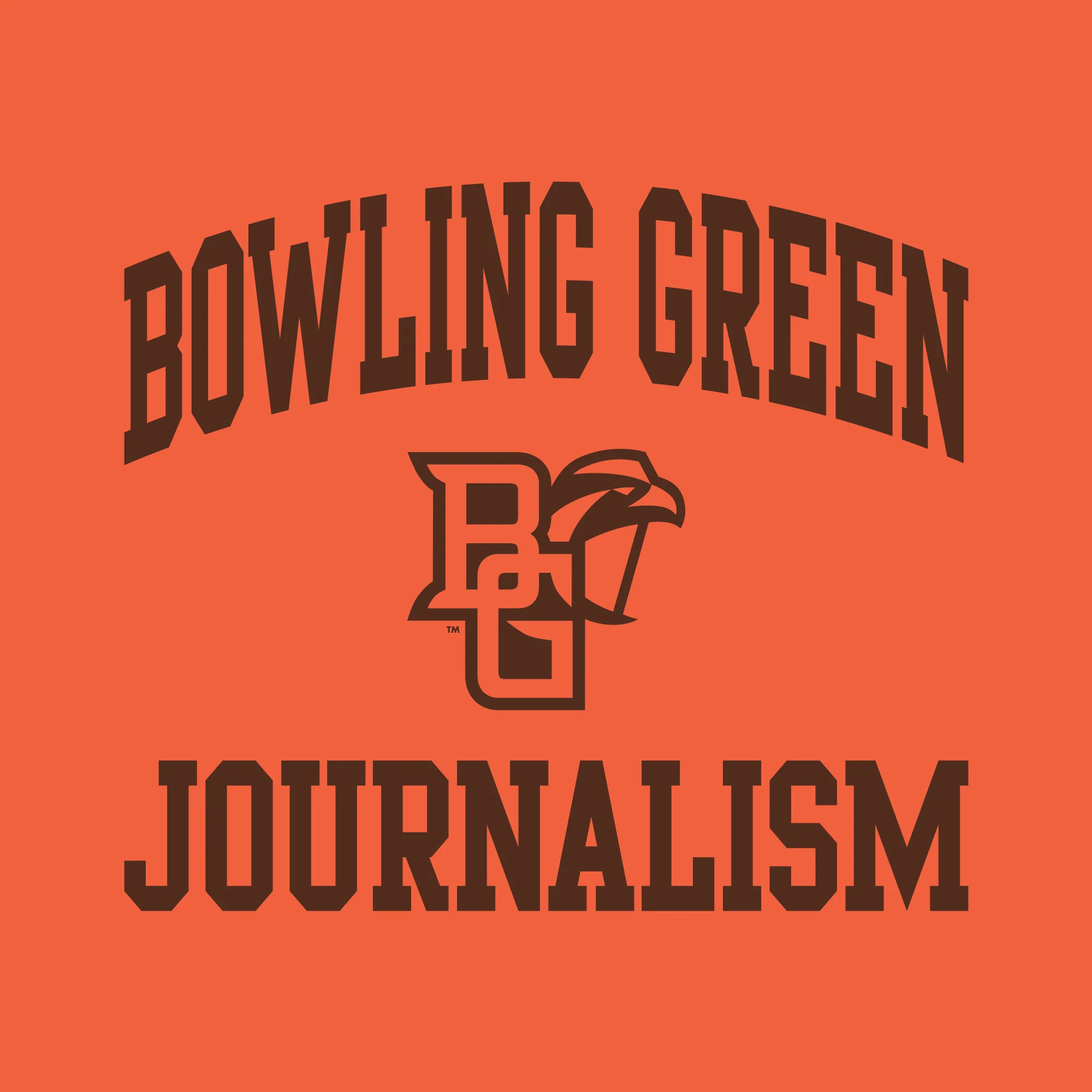Bowling Green State University Falcons Arch Logo Journalism Basic Cotton Short Sleeve T Shirt - Orange - Image 2