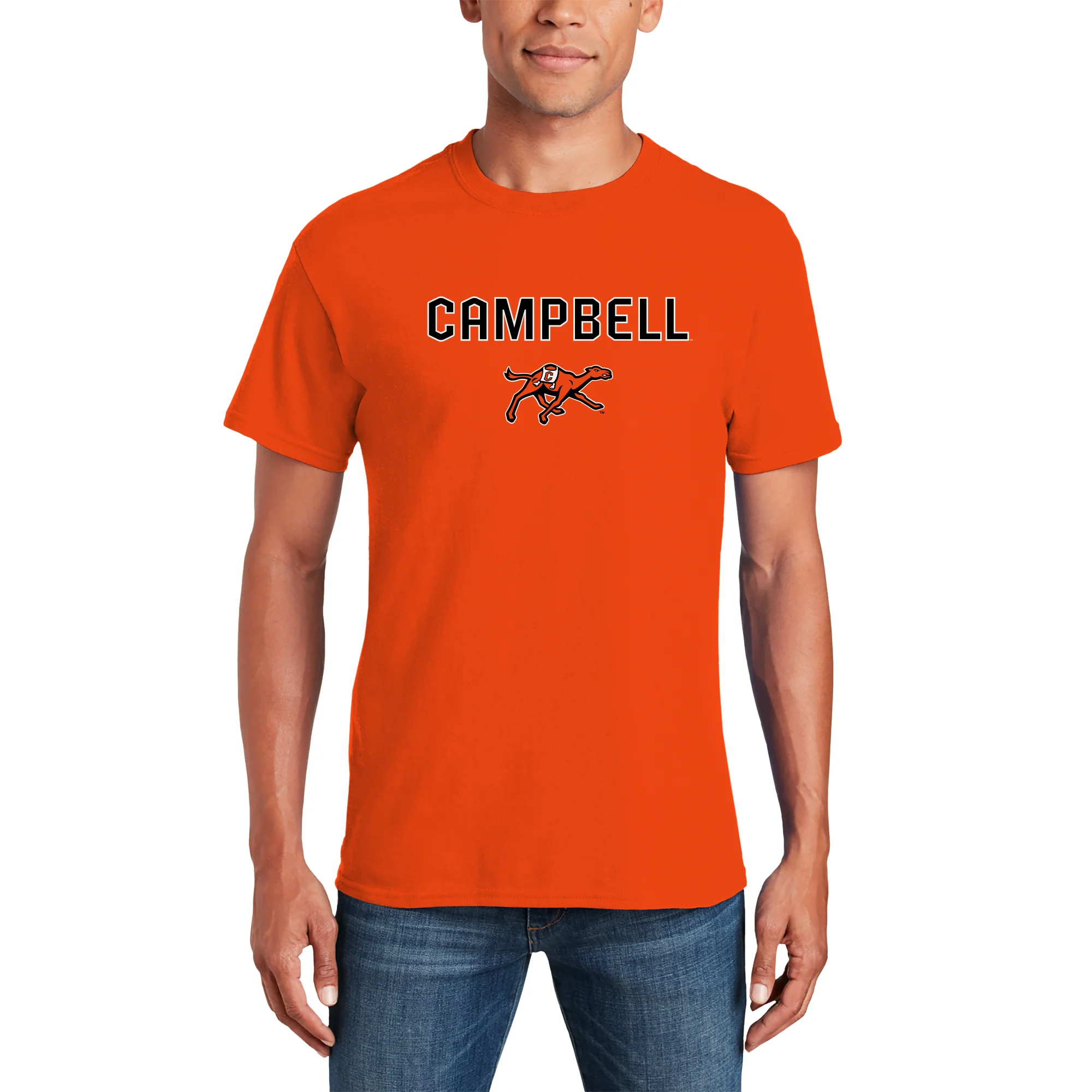 Campbell University Fighting Camels Arch Logo Basic Cotton Short Sleeve T-Shirt - Orange - Image 3