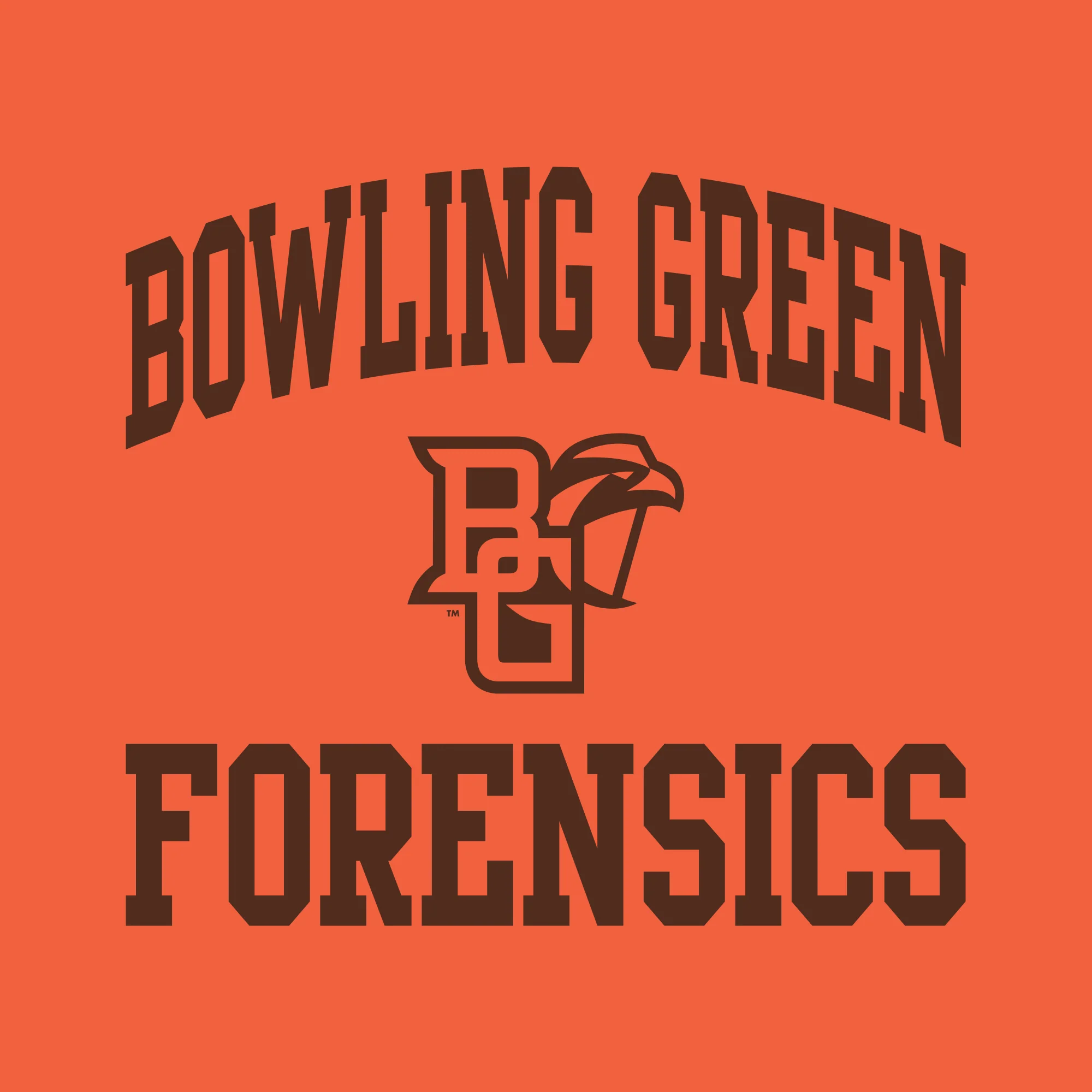 Bowling Green State University Falcons Arch Logo Forensics Basic Cotton Short Sleeve T Shirt - Orange - Image 2