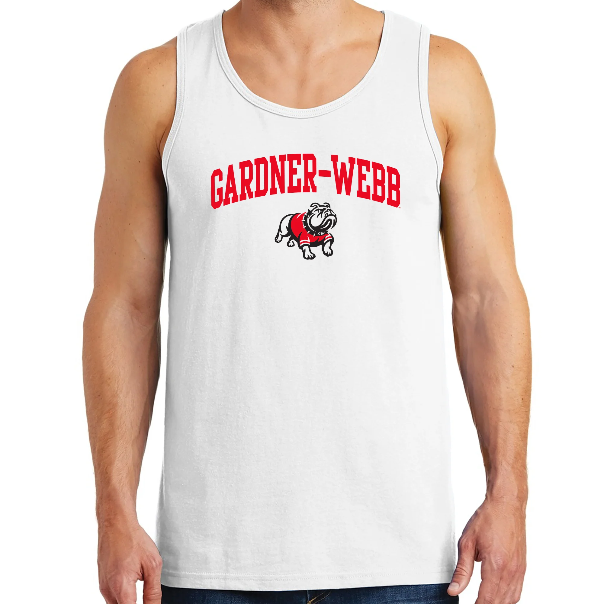 Gardner-Webb University Bulldogs Arch Logo Heavy Cotton Tank Top - White - Image 3