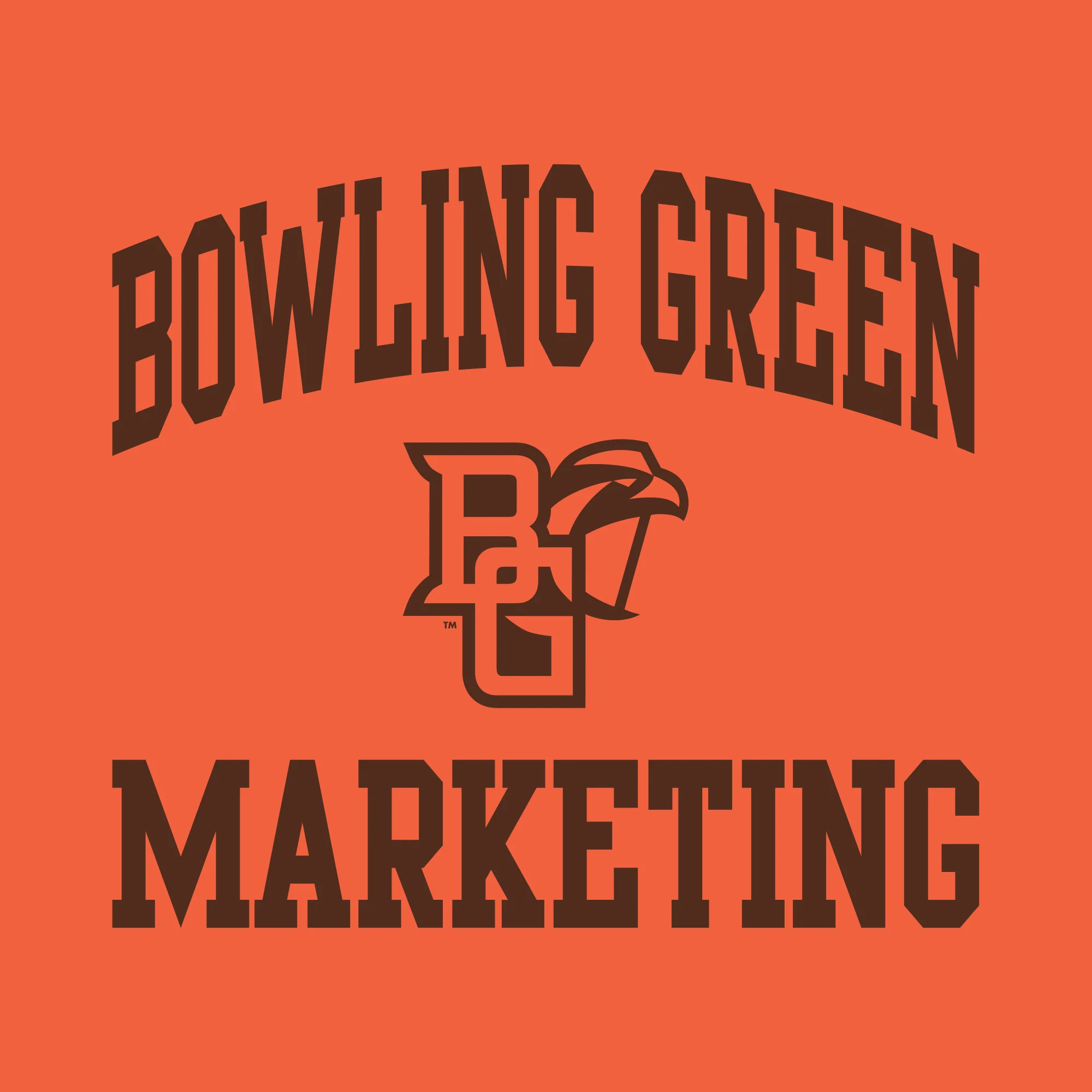 Bowling Green State University Falcons Arch Logo Marketing Basic Cotton Short Sleeve T Shirt - Orange - Image 2