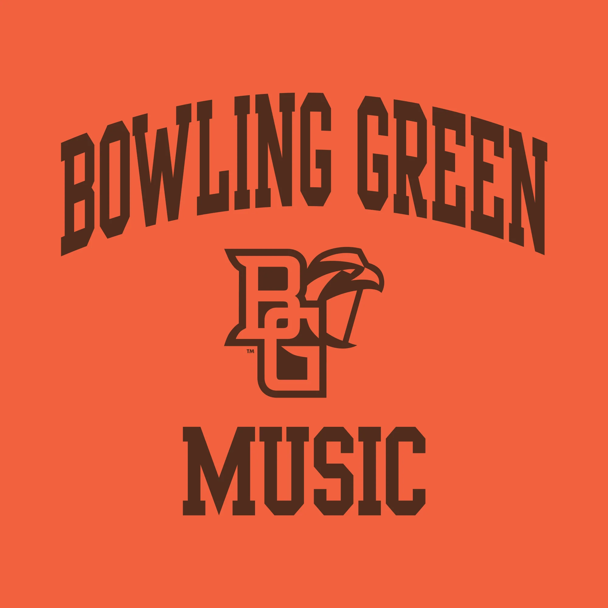 Bowling Green State University Falcons Arch Logo Music Basic Cotton Short Sleeve T Shirt - Orange - Image 2