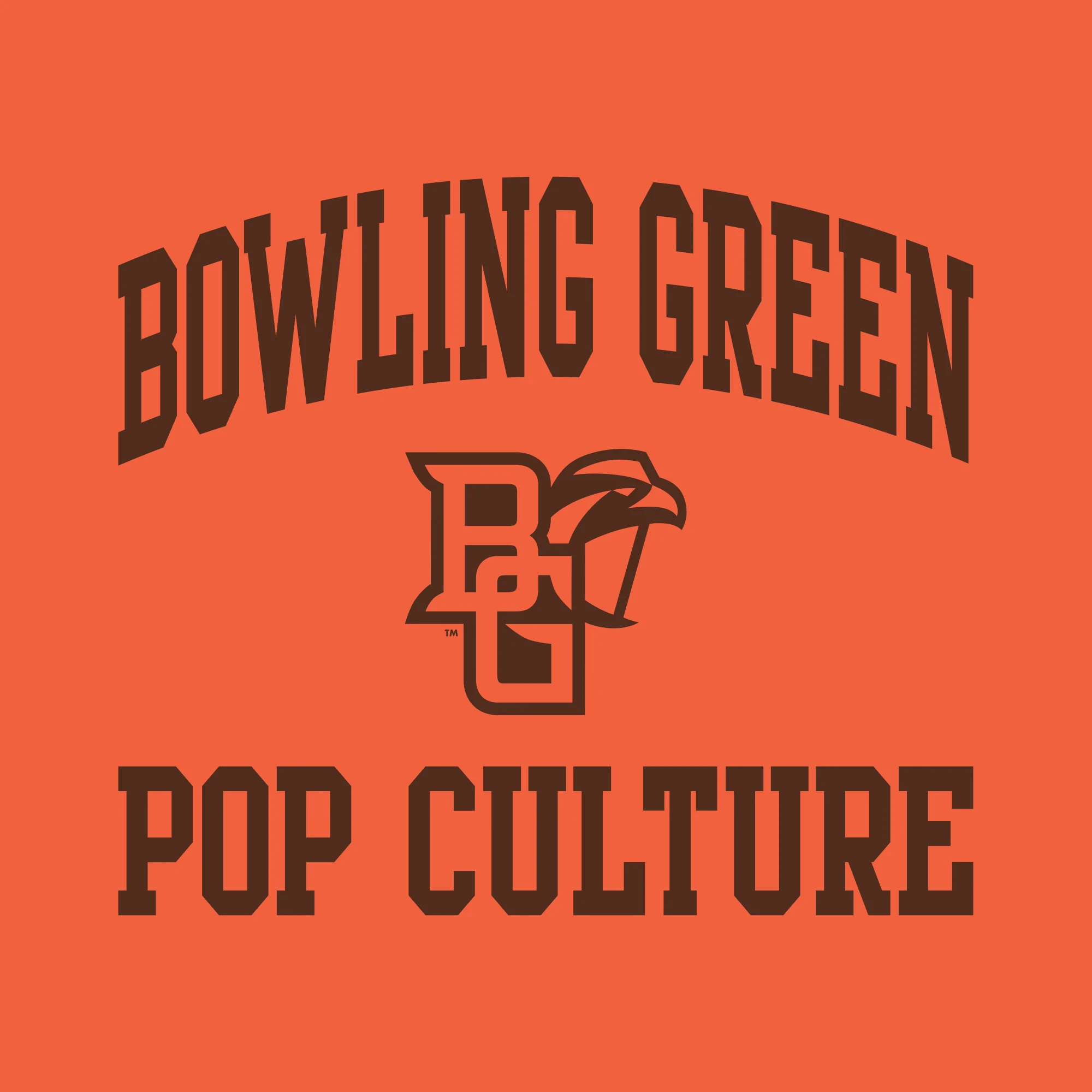 Bowling Green State University Falcons Arch Logo Pop Culture Basic Cotton Short Sleeve T Shirt - Orange - Image 2