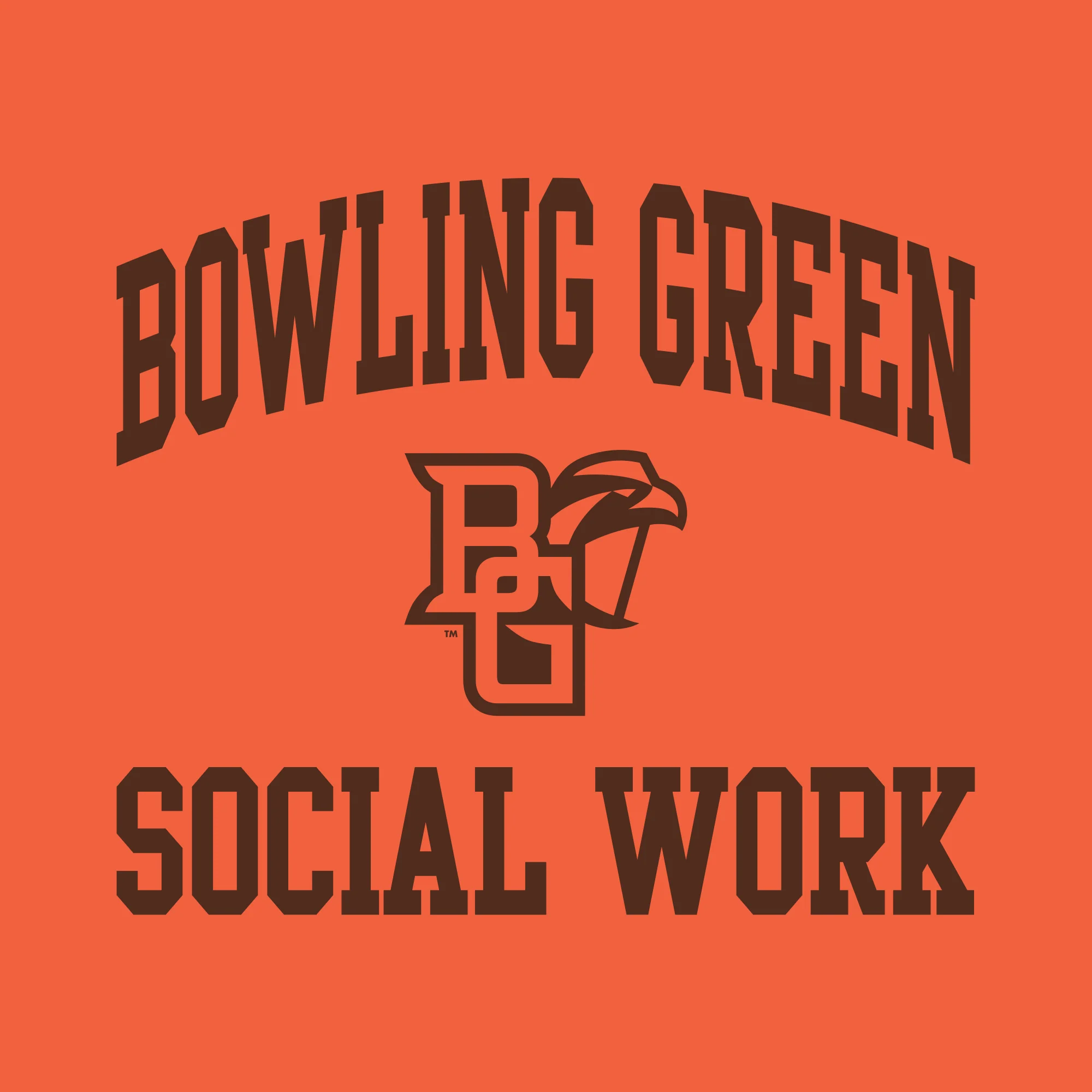 Bowling Green State University Falcons Arch Logo Social Work Basic Cotton Short Sleeve T Shirt - Orange - Image 2
