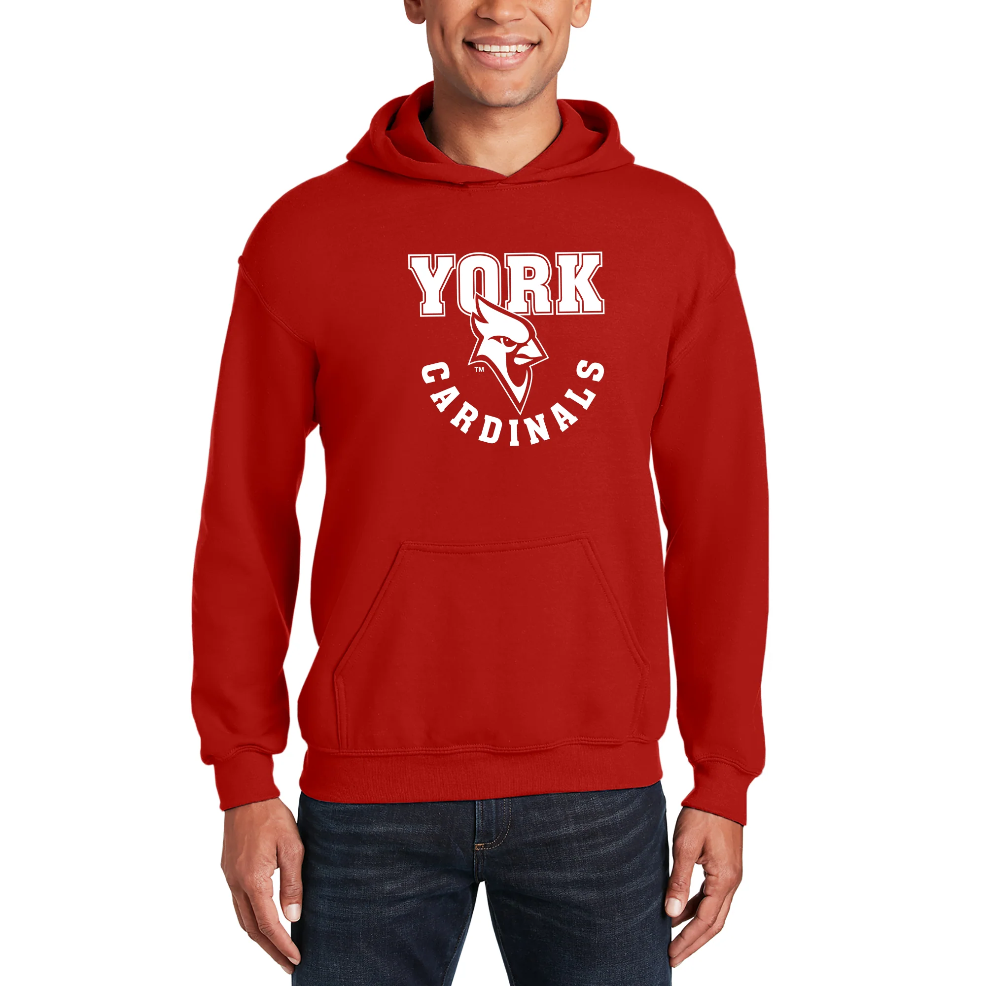 York College Cardinals Arch Logo Heavy Blend Hoodie - Red - Image 3