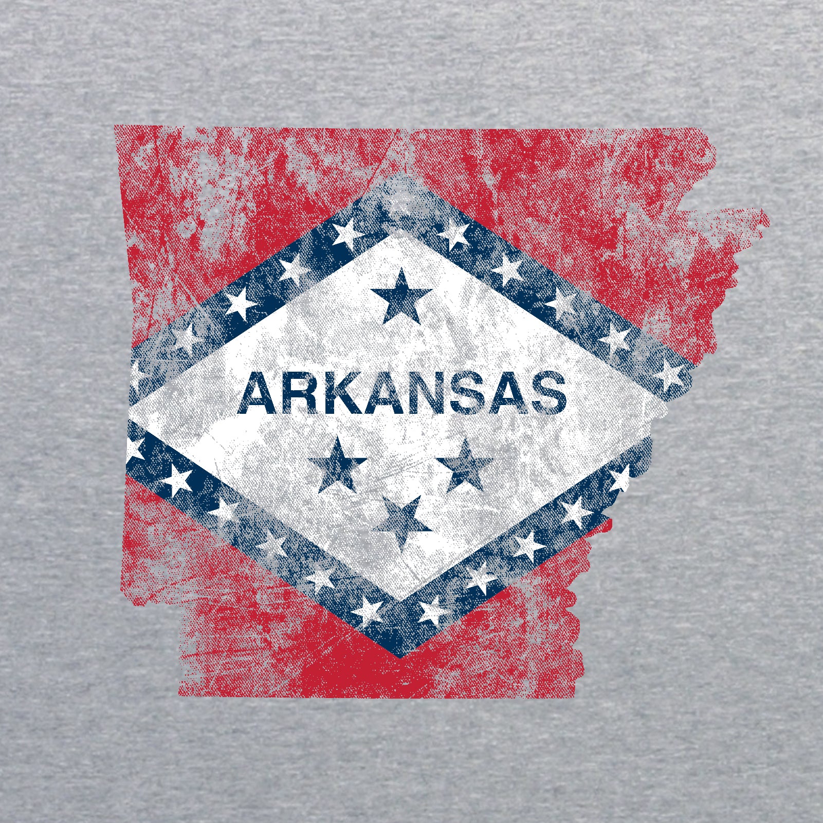 Arkansas Distressed State Flag Outline NLA T-Shirt - Heather Grey - Image 2