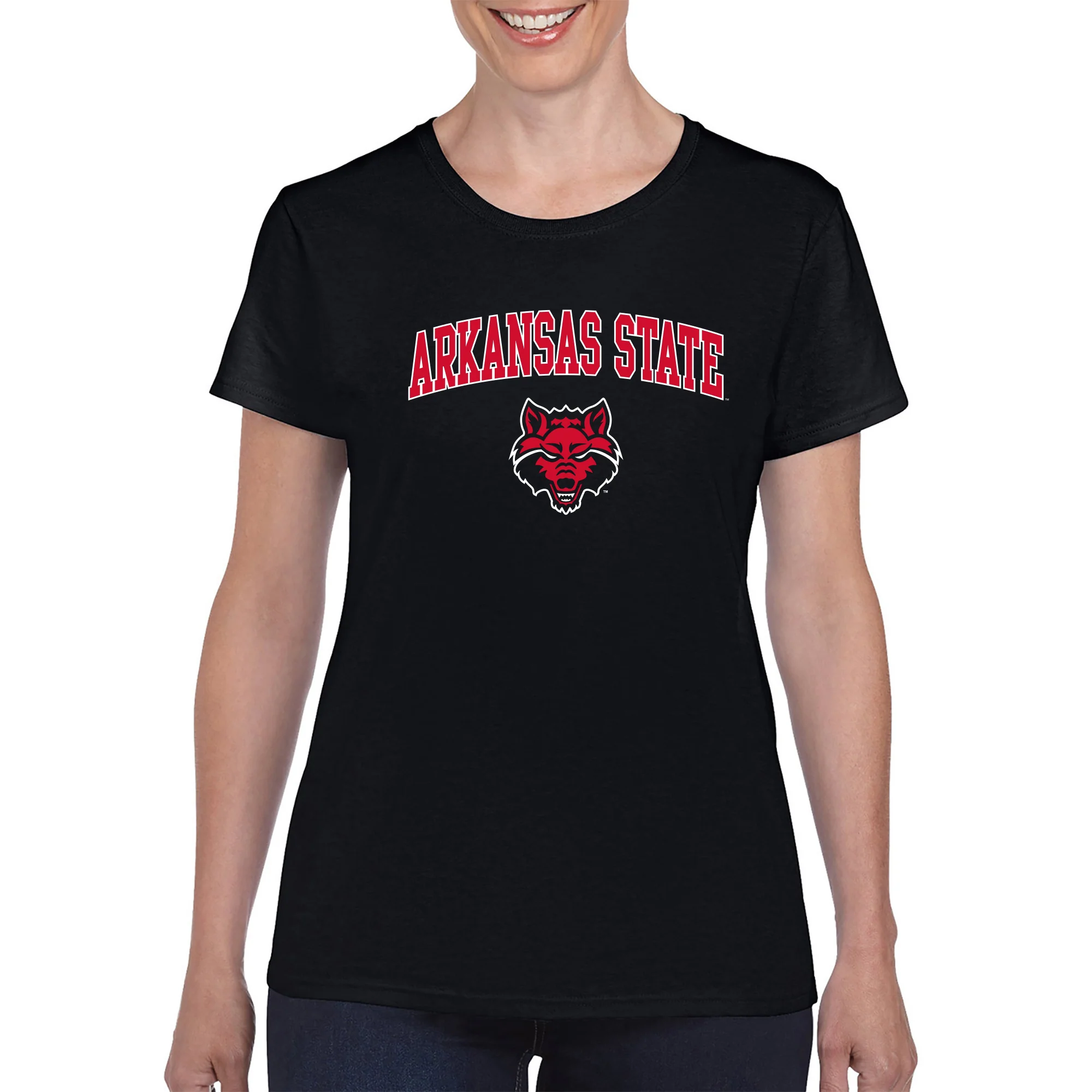 Arkansas State Arch Logo Women's T-Shirt - Black - Image 4