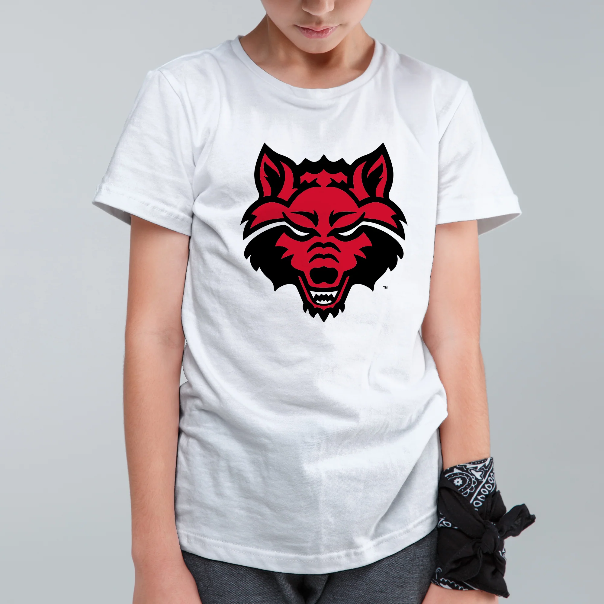 Arkansas State Primary Logo Youth T-Shirt - White - Image 4