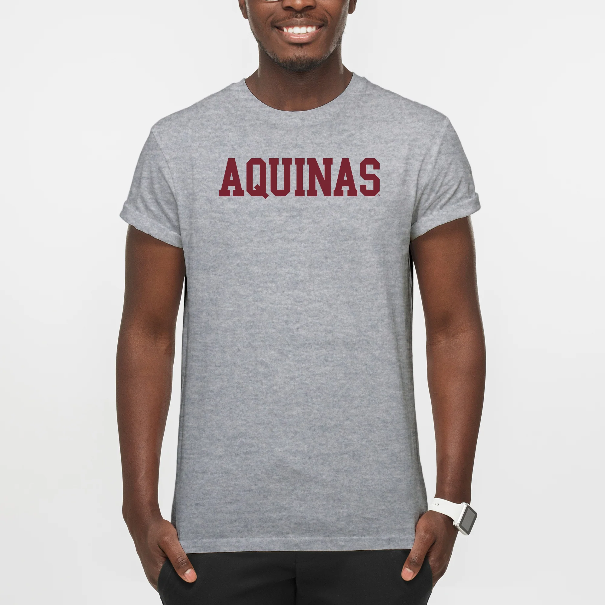 Aquinas Saints Basic Block T Shirt - Sport Grey - Image 3