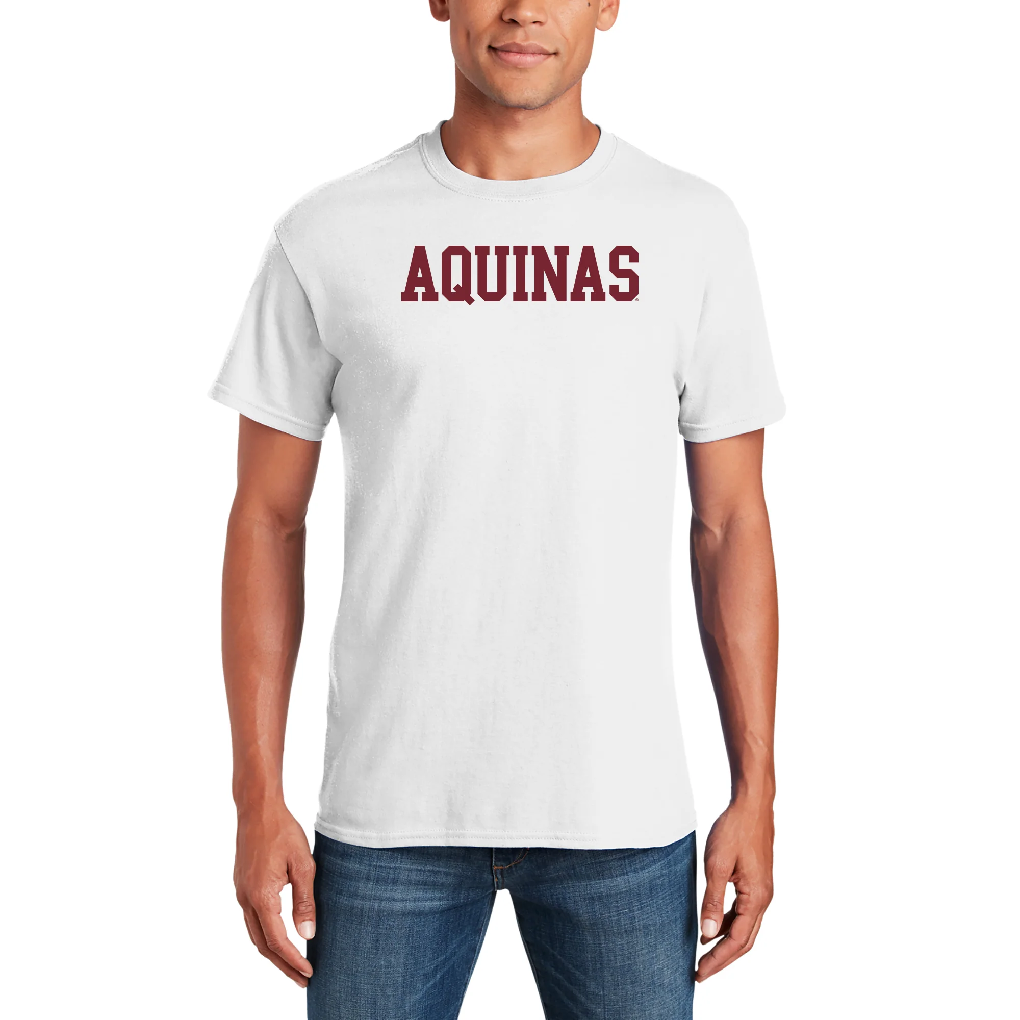 Aquinas Saints Basic Block T Shirt - White - Image 3