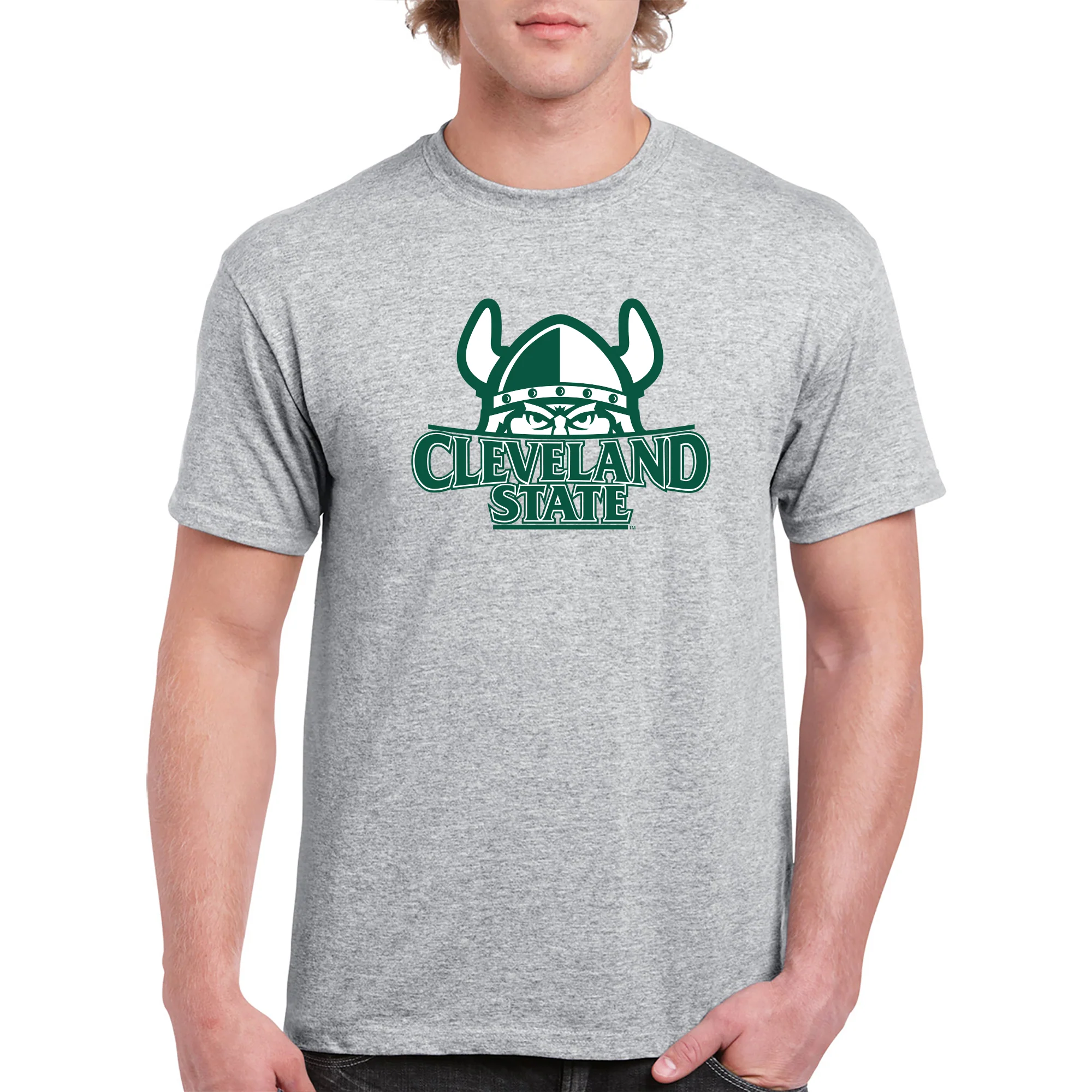 Cleveland State Vikings Primary Logo T Shirt - Sport Grey - Image 4