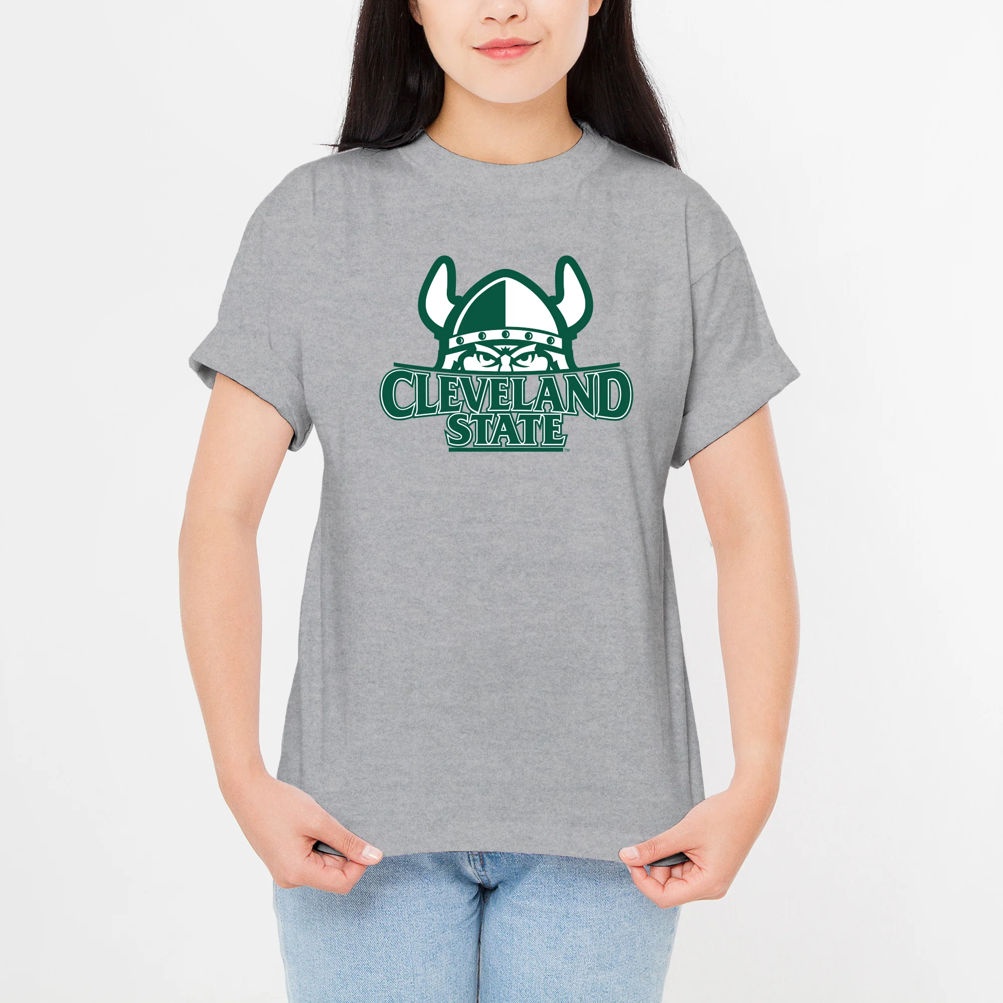 Cleveland State Vikings Primary Logo T Shirt - Sport Grey - Image 5