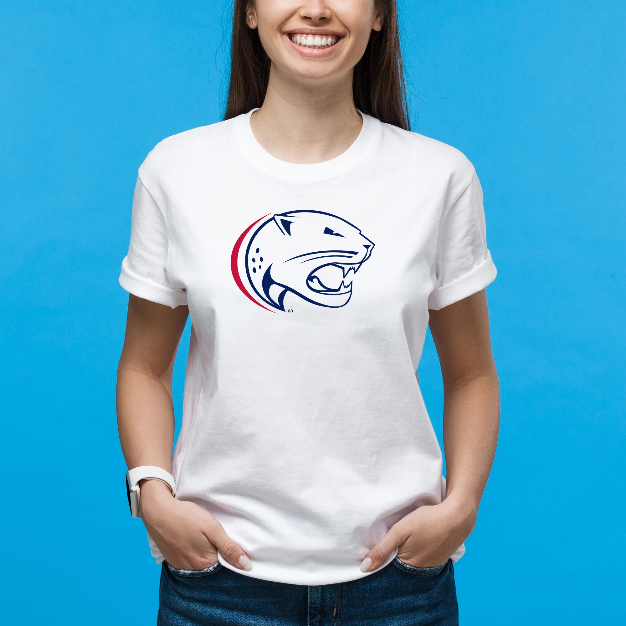 South Alabama Jaguars Primary Logo T Shirt - White - Image 5