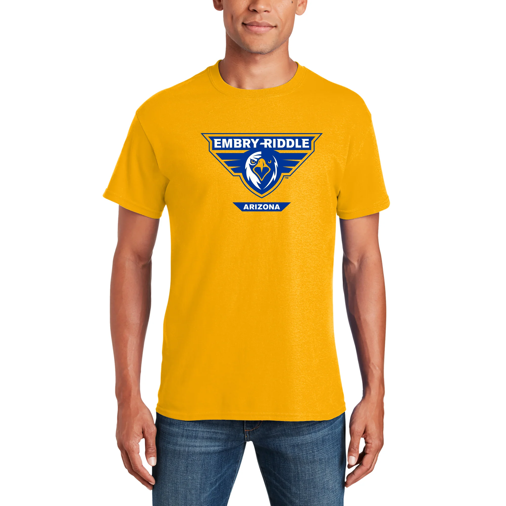 Embry-Riddle Aeronautical University Eagles Prescott Primary Logo T Shirt - Gold - Image 4