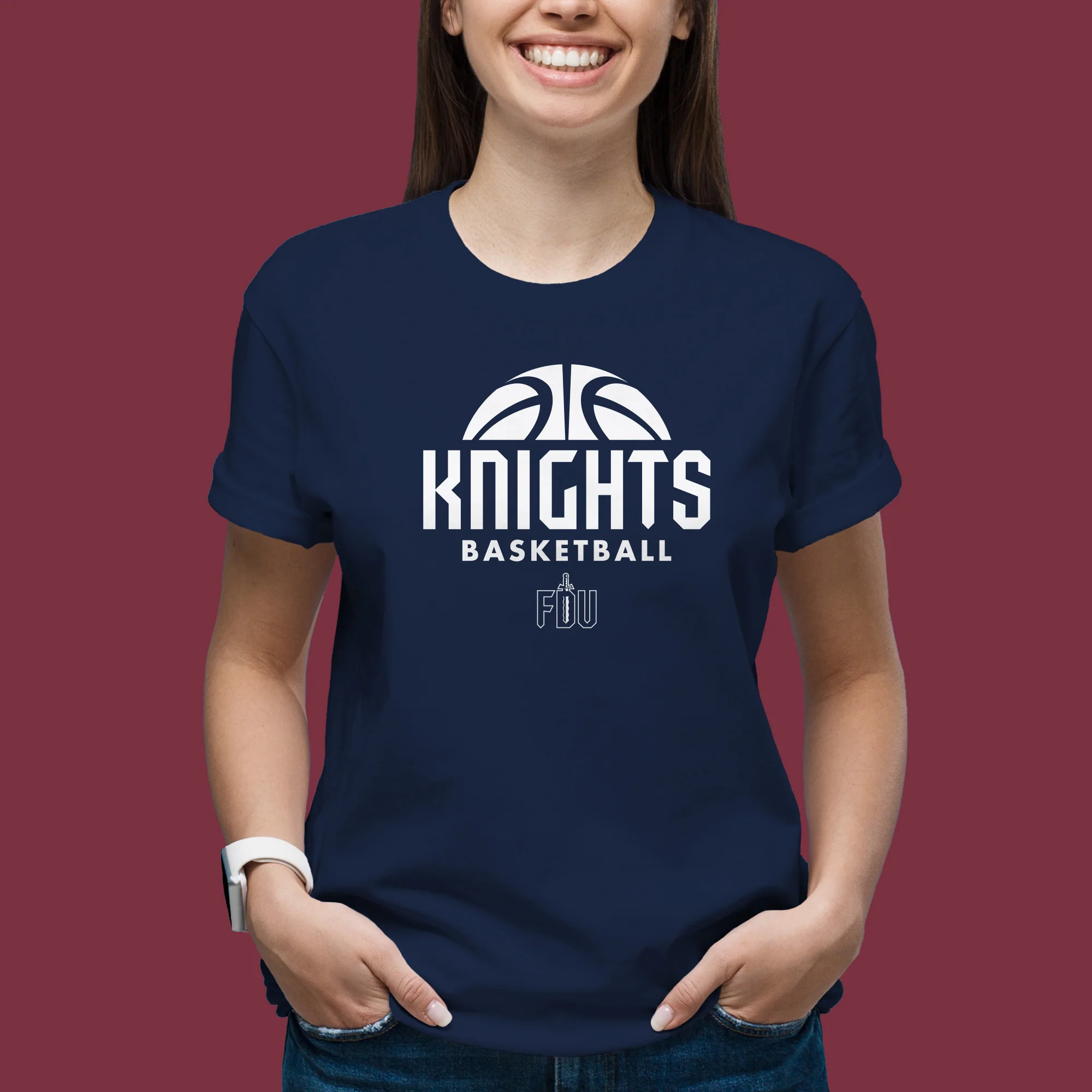 Fairleigh Dickinson Knights Basketball Hype T Shirt - Navy - Image 5
