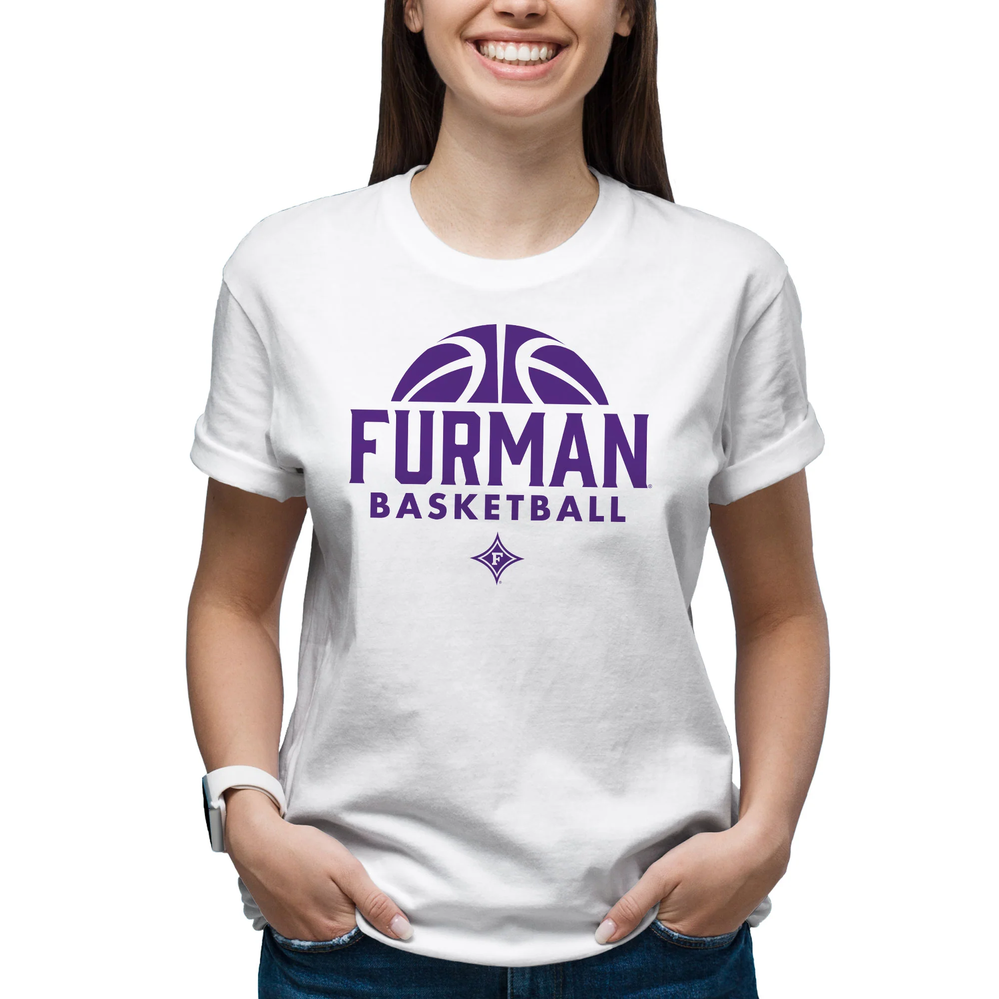 Furman University Paladins Basketball Hype T Shirt - White - Image 5