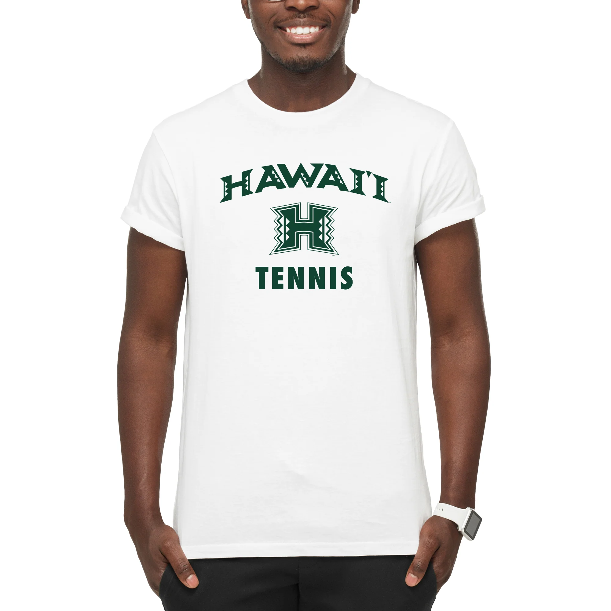 Hawaii Rainbow Warriors Arch Logo Tennis T Shirt - White - Image 3