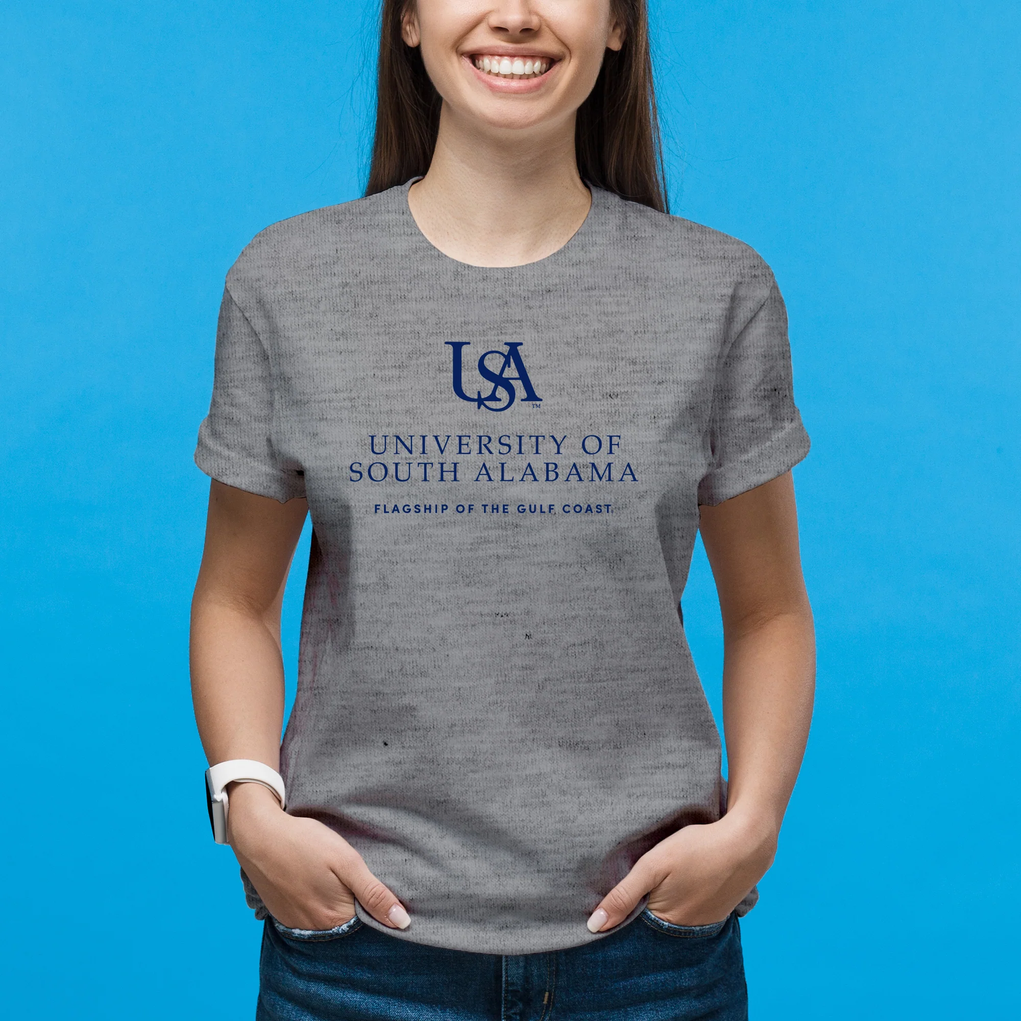 South Alabama Jaguars Institutional Logo T Shirt - Sport Grey - Image 3