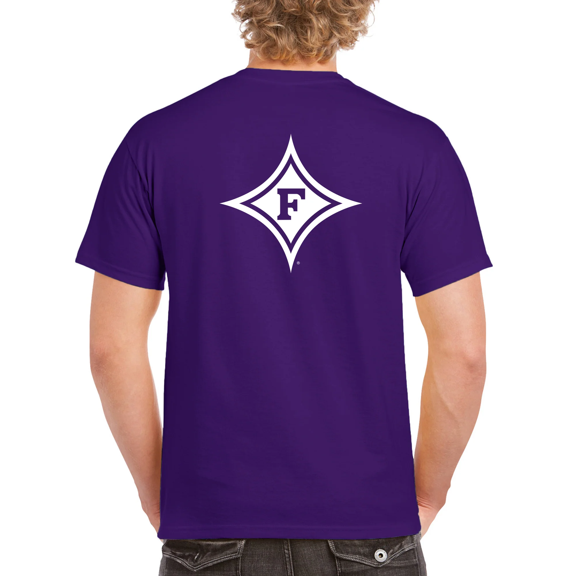 Furman University Paladins Front Back Print T Shirt - Purple - Image 5