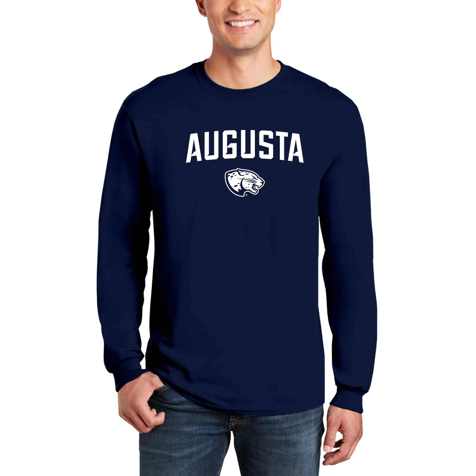 Augusta University Arch Logo Long Sleeve - Navy - Image 3
