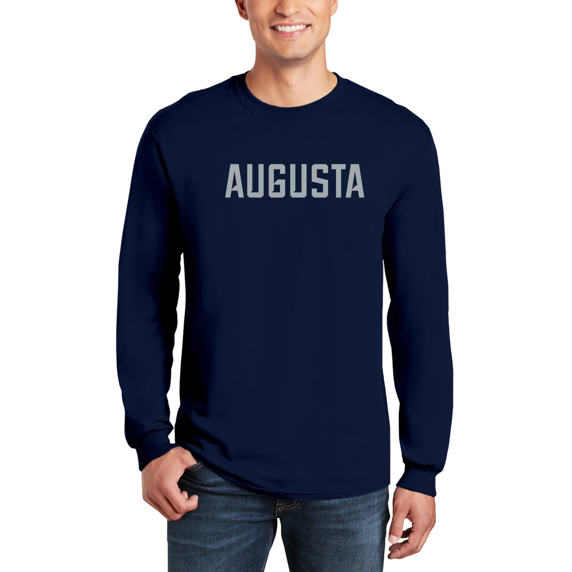 Augusta University Basic Block Long Sleeve - Navy - Image 3