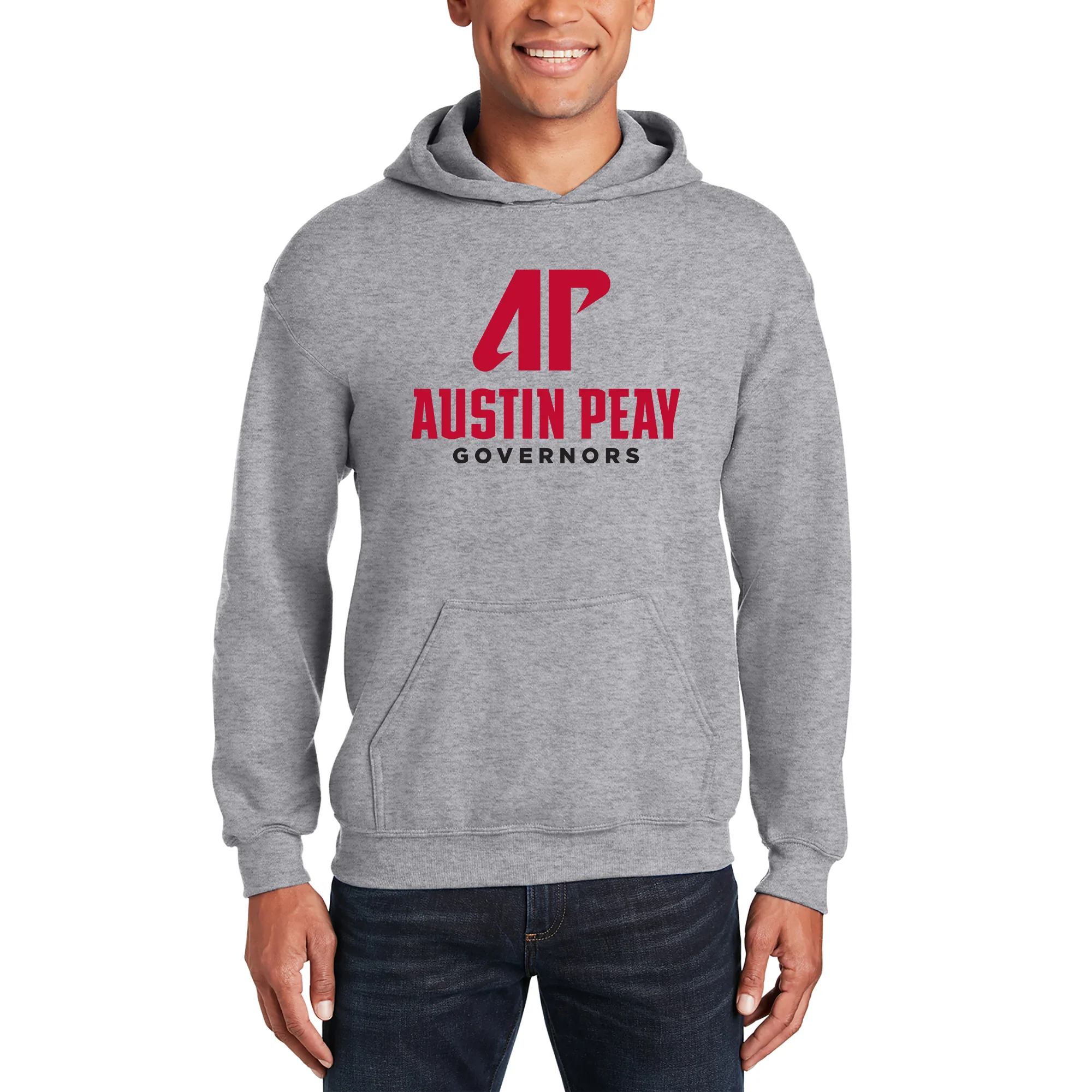 Austin Peay Governors Institutional Logo Hoodie - Sport Grey - Image 3