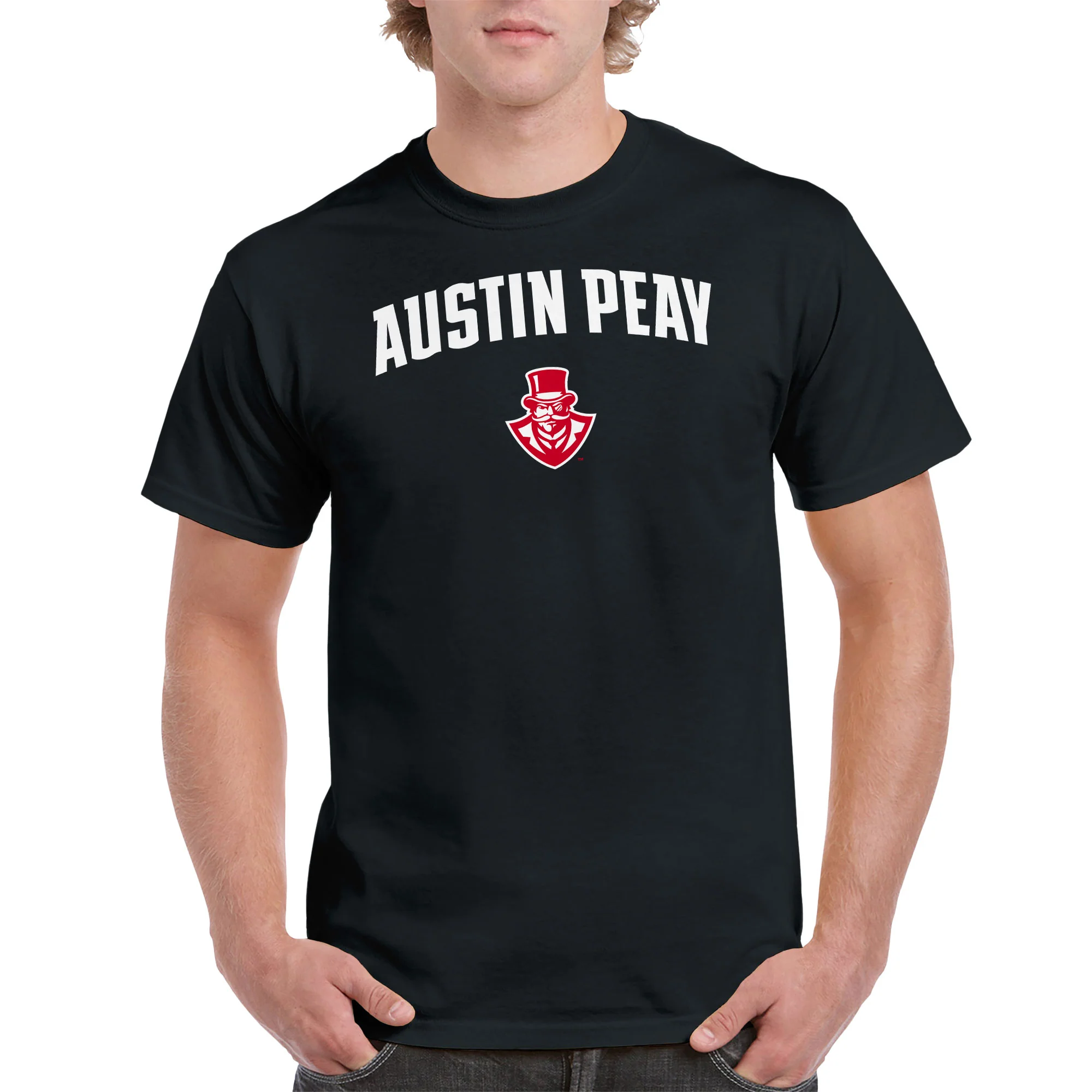 Austin Peay State University Governors Arch Logo Cotton T-Shirt - Black - Image 3