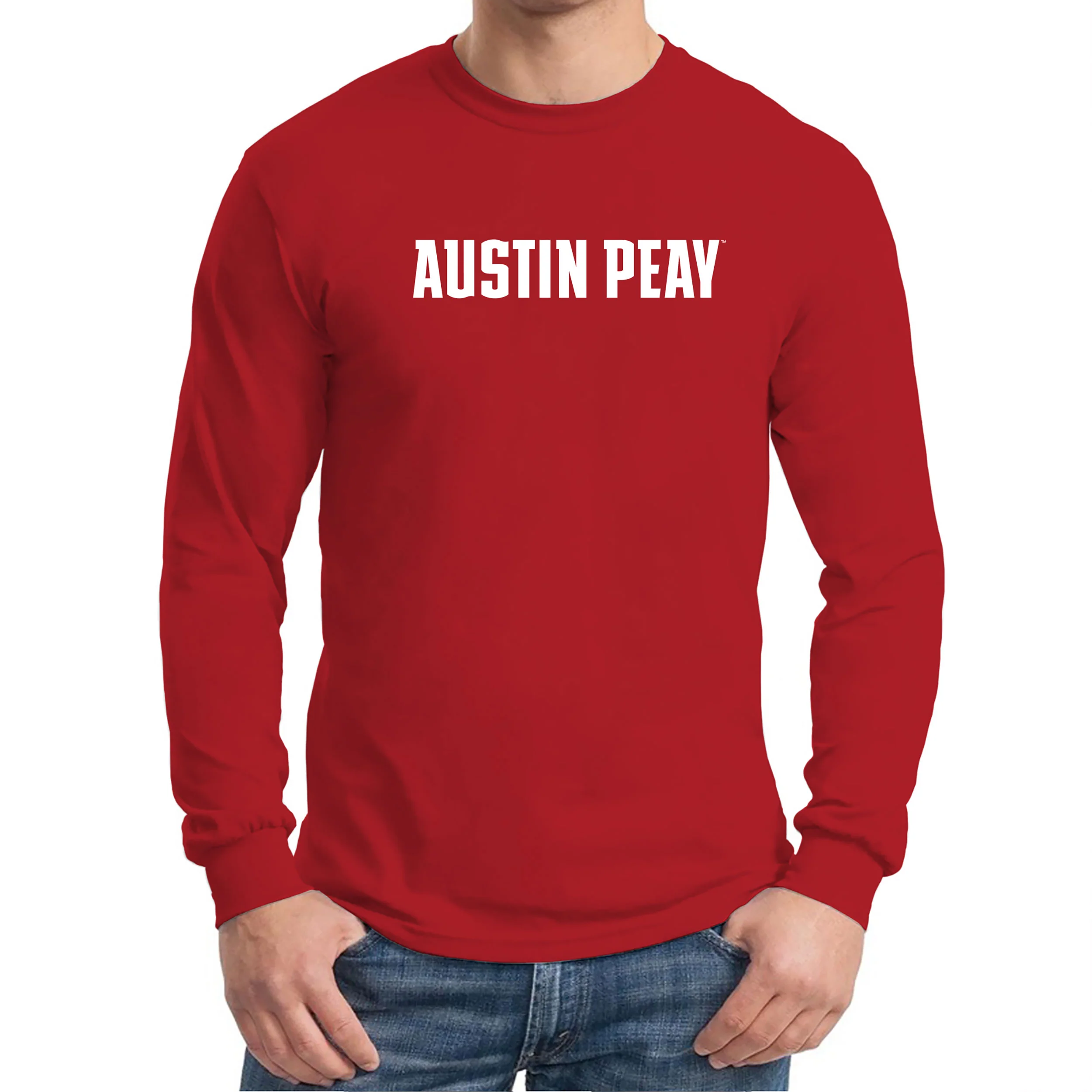 Austin Peay State University Governors Basic Block Cotton Long Sleeve T-Shirt - Red - Image 3
