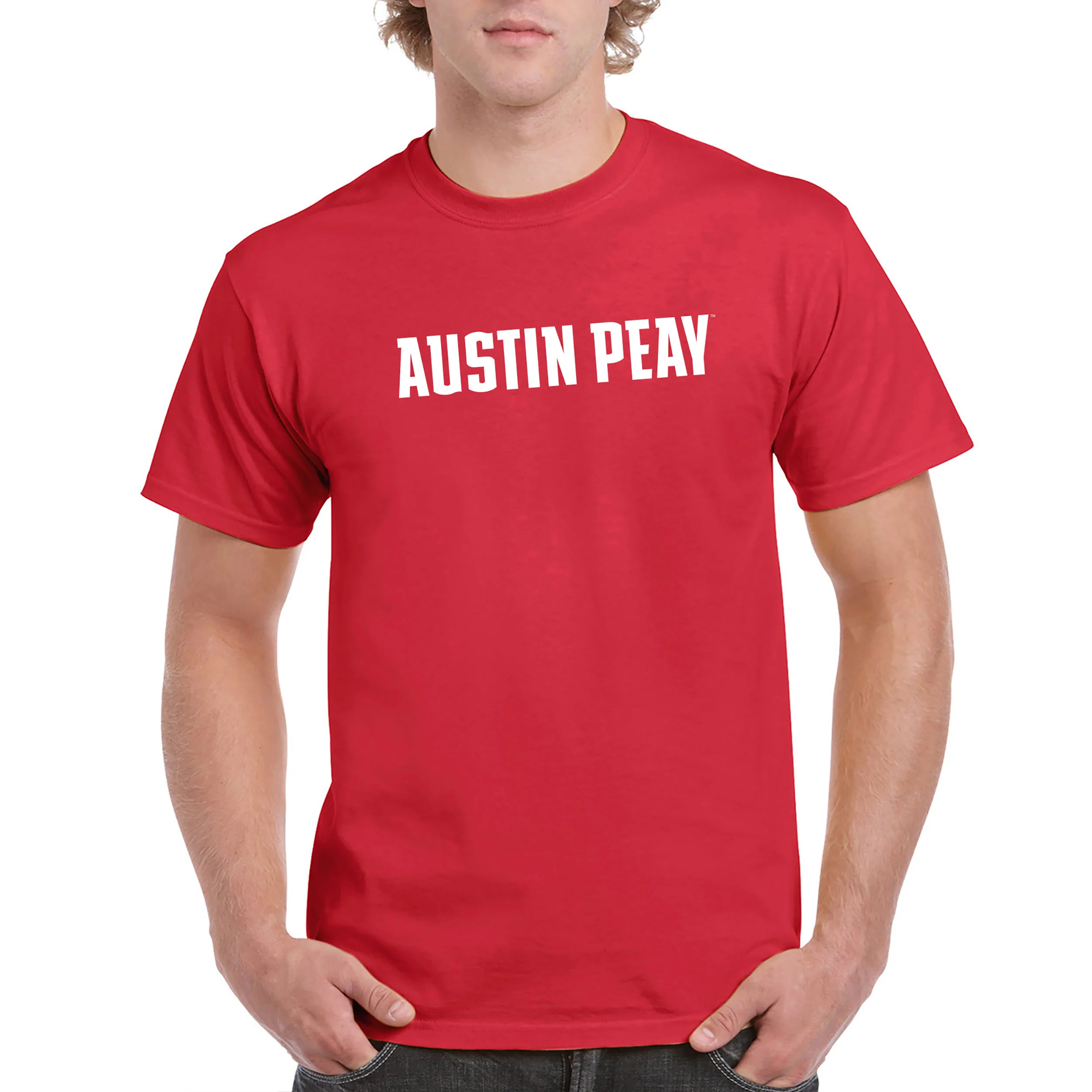 Austin Peay State University Governors Basic Block Cotton T-Shirt - Red - Image 3