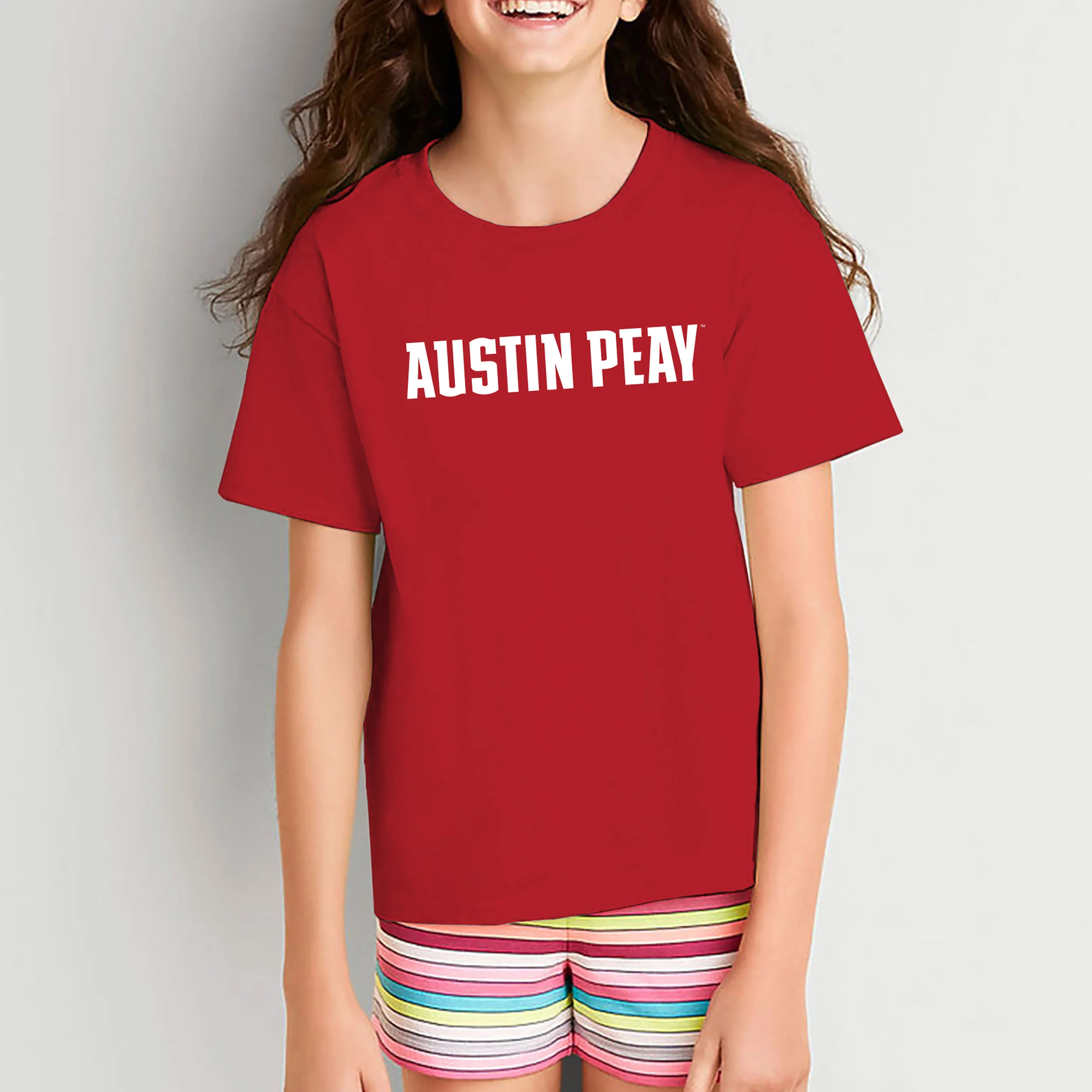 Austin Peay State University Governors Basic Block Cotton Youth T-Shirt - Red - Image 4