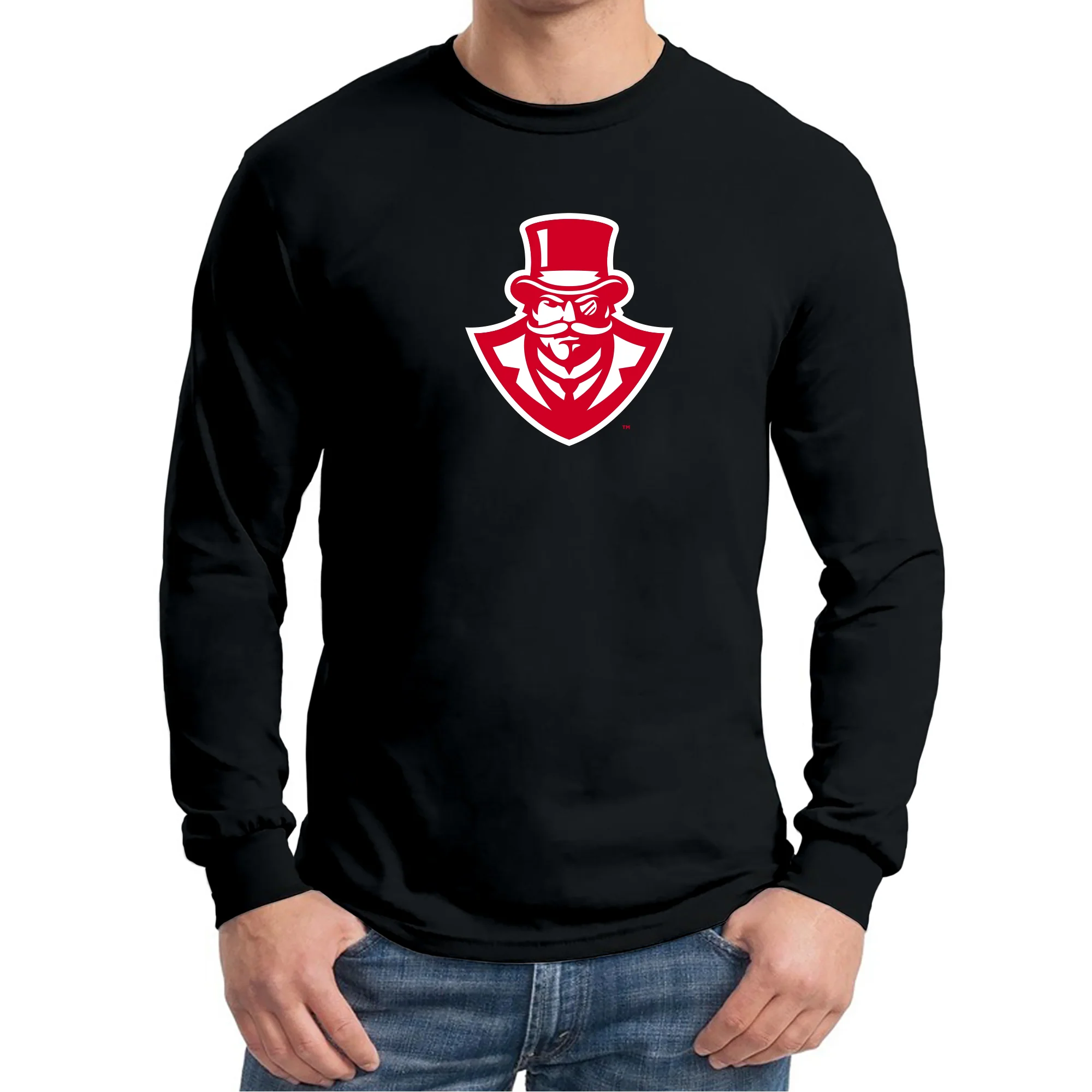 Austin Peay State University Governors Primary Logo Cotton Long Sleeve T-Shirt - Black - Image 3