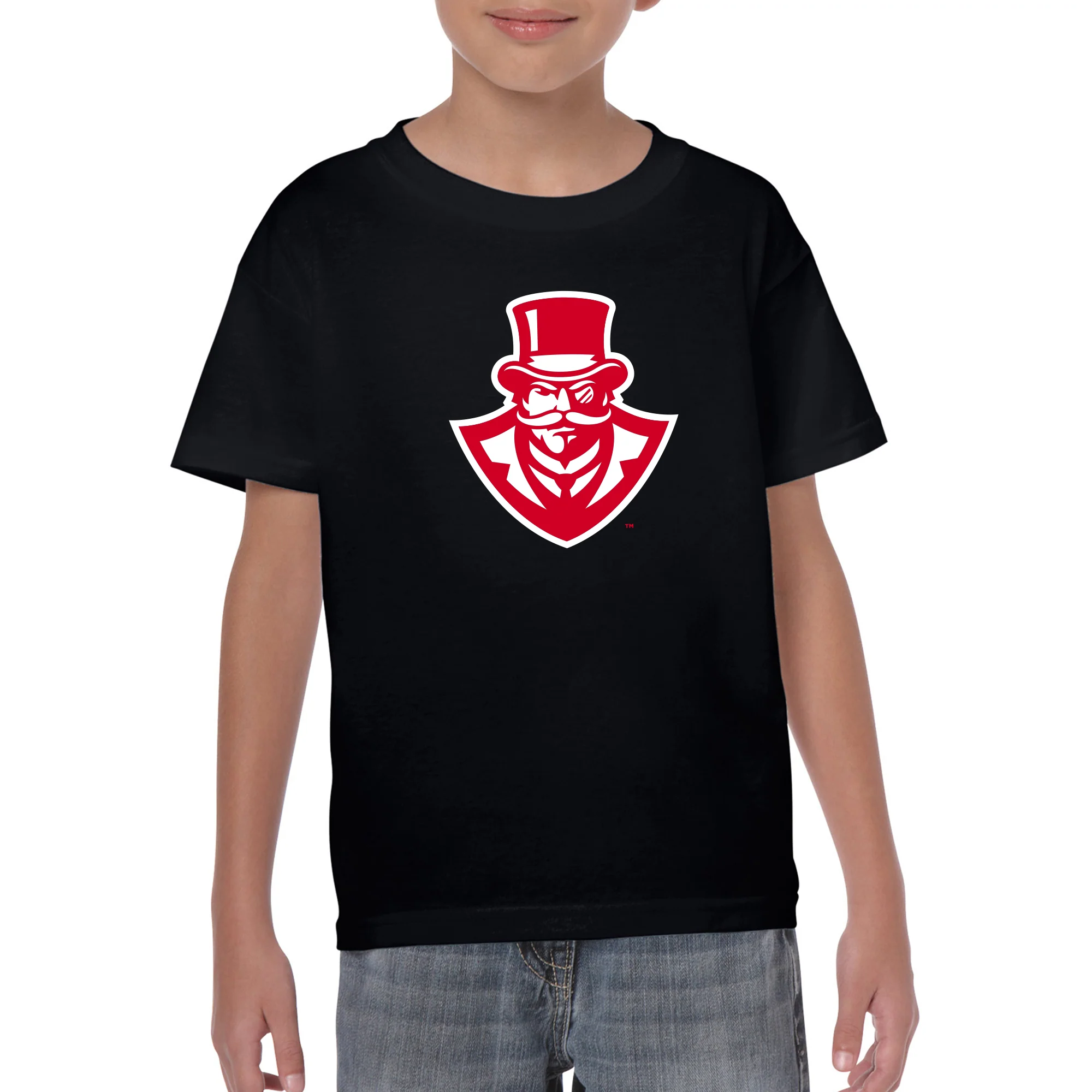 Austin Peay State University Governors Primary Logo Cotton Youth T-Shirt - Black - Image 3