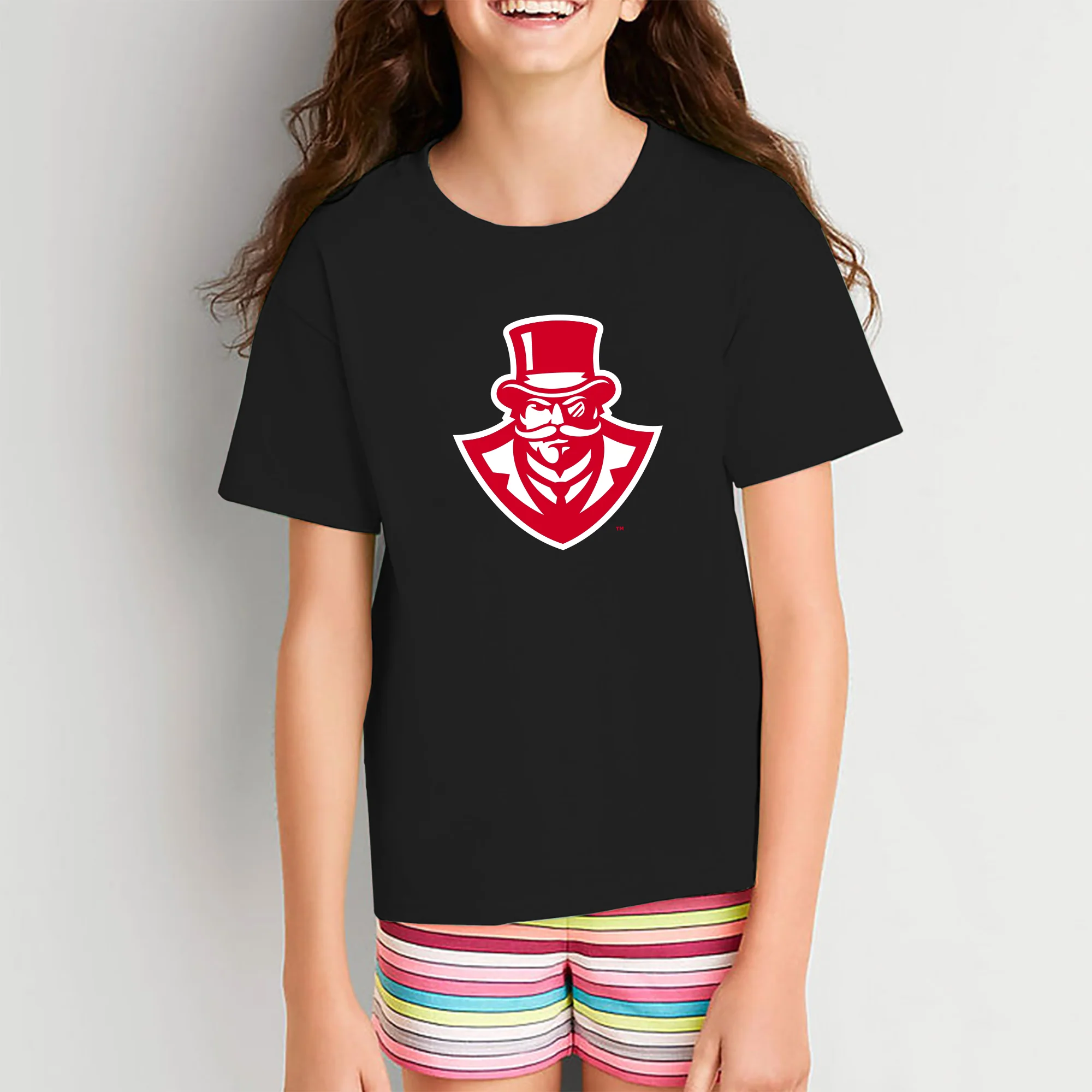 Austin Peay State University Governors Primary Logo Cotton Youth T-Shirt - Black - Image 4