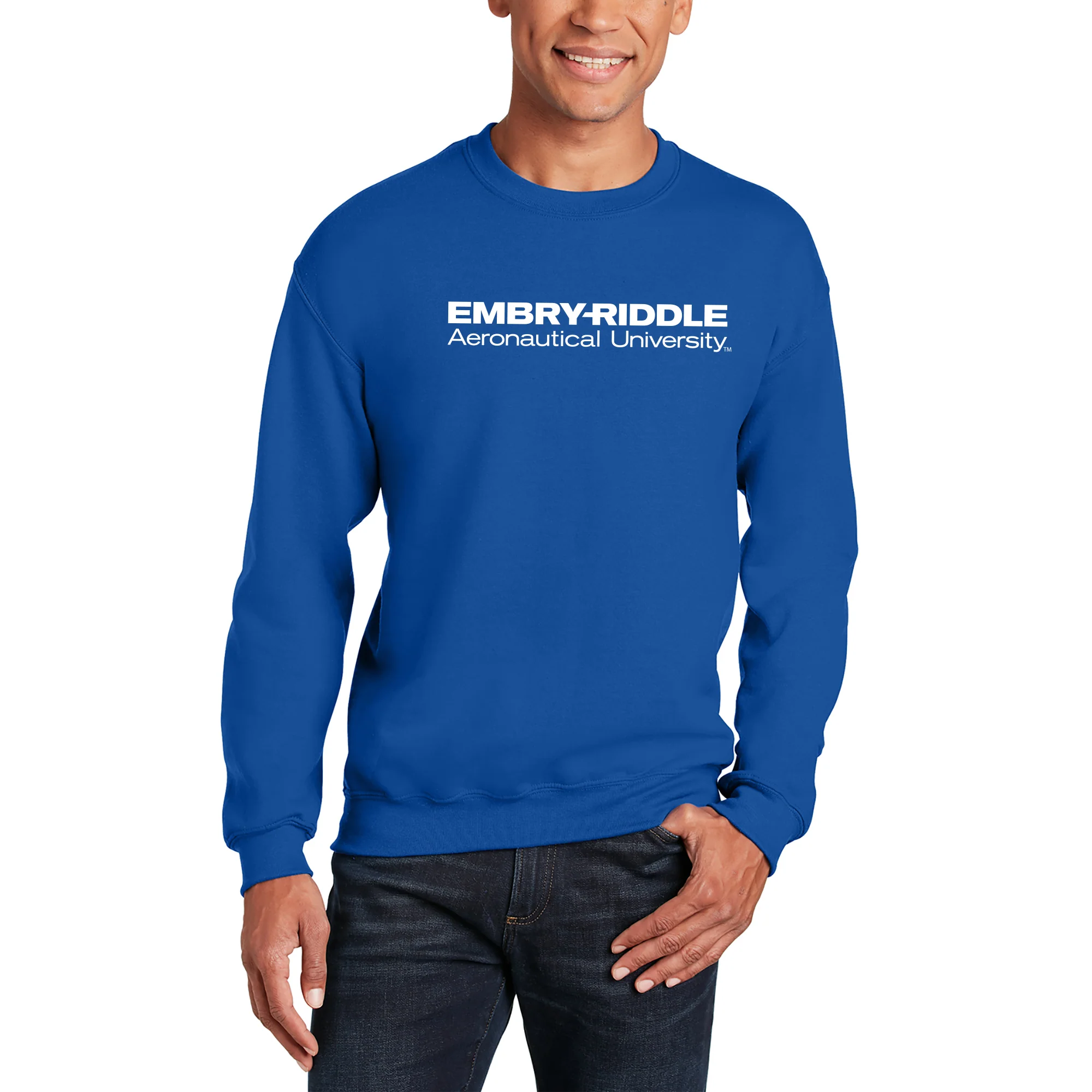 Embry-Riddle Aeronautical University Eagles Basic Block Crewneck Sweatshirt - Royal - Image 3