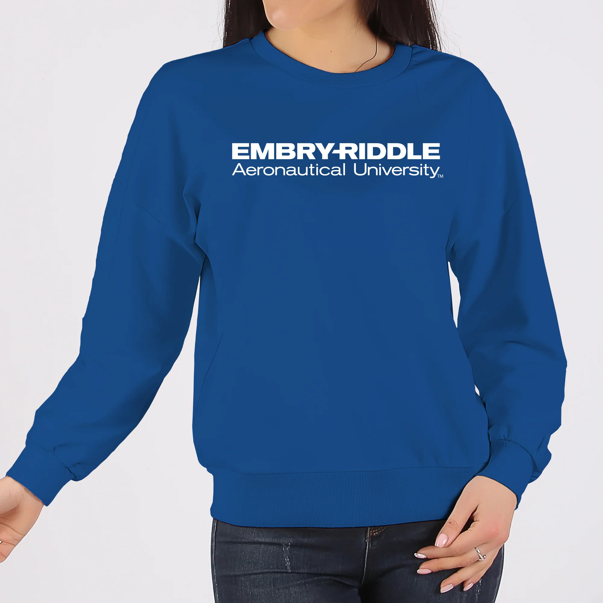 Embry-Riddle Aeronautical University Eagles Basic Block Crewneck Sweatshirt - Royal - Image 4