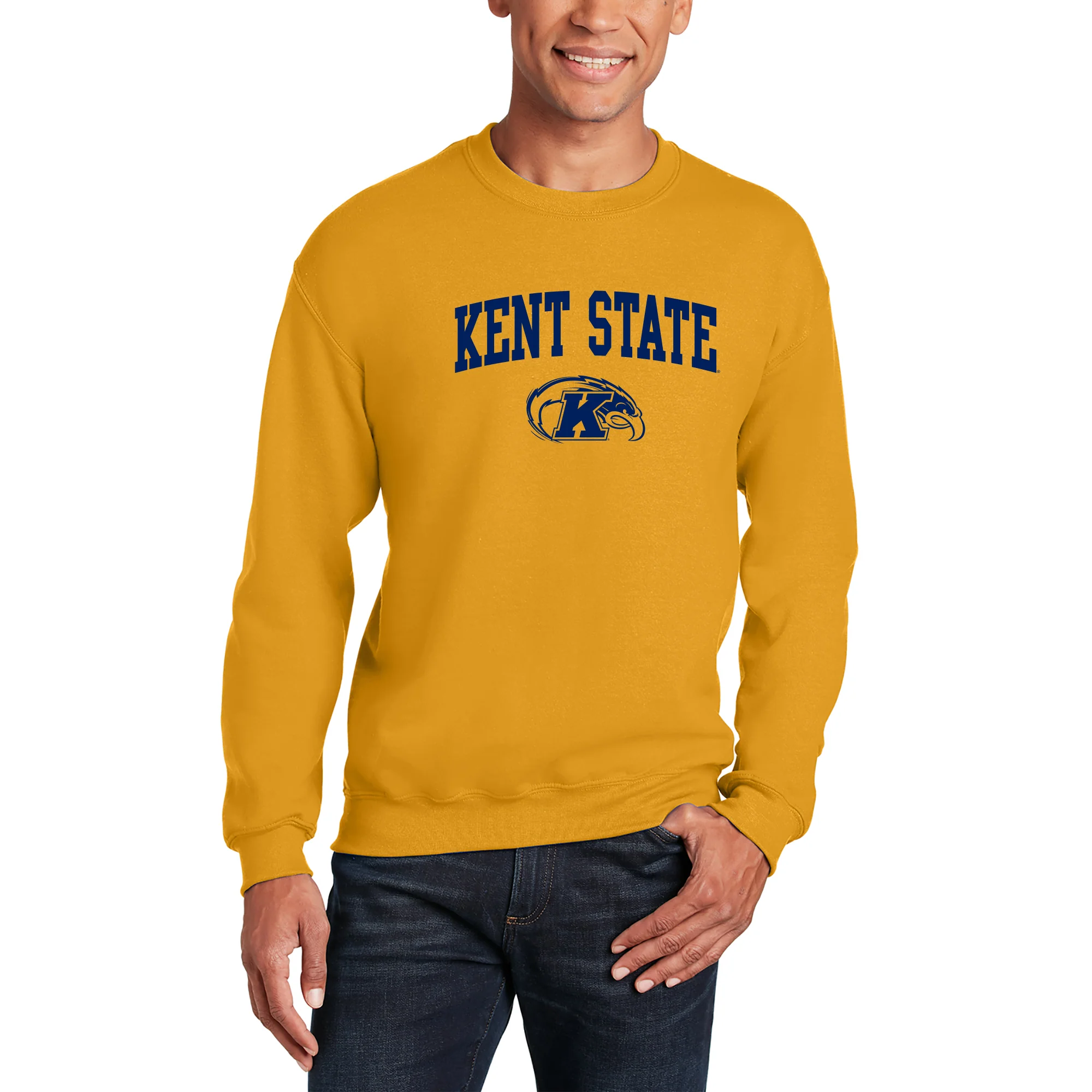 Kent State Golden Flashes Arch Logo Crewneck Sweatshirt - Gold - Image 3