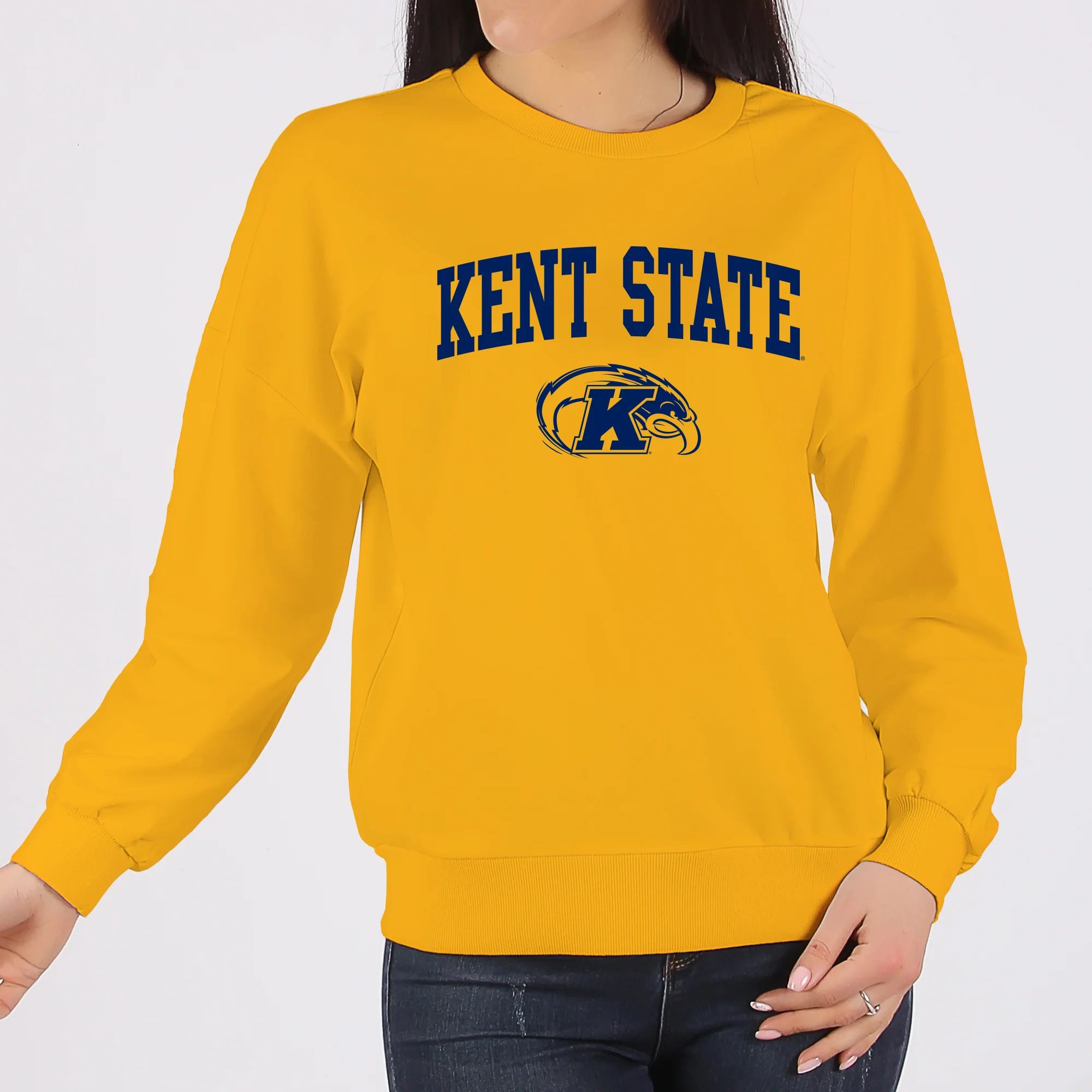Kent State Golden Flashes Arch Logo Crewneck Sweatshirt - Gold - Image 4