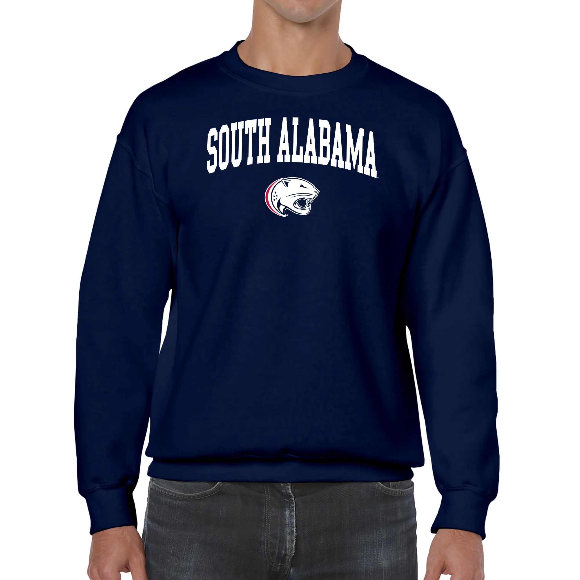 South Alabama Jaguars Arch Logo Crewneck Sweatshirt - Navy - Image 3