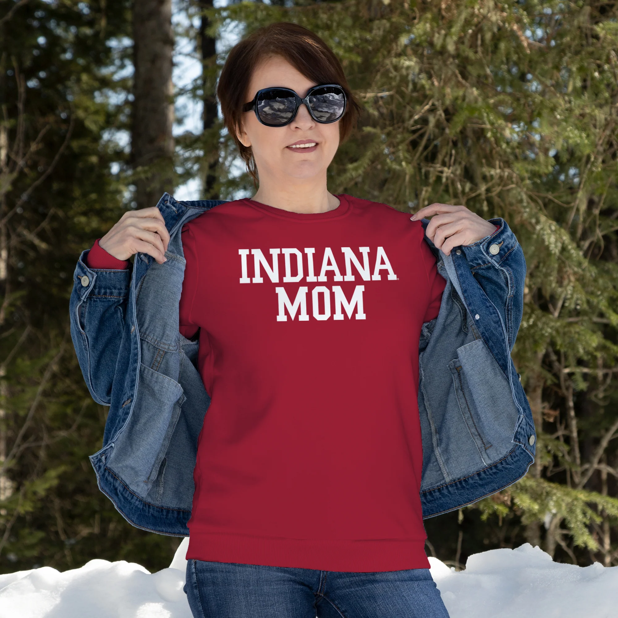 Indiana Hoosiers Basic Block Mom Crewneck Sweatshirt - Cardinal - Image 4