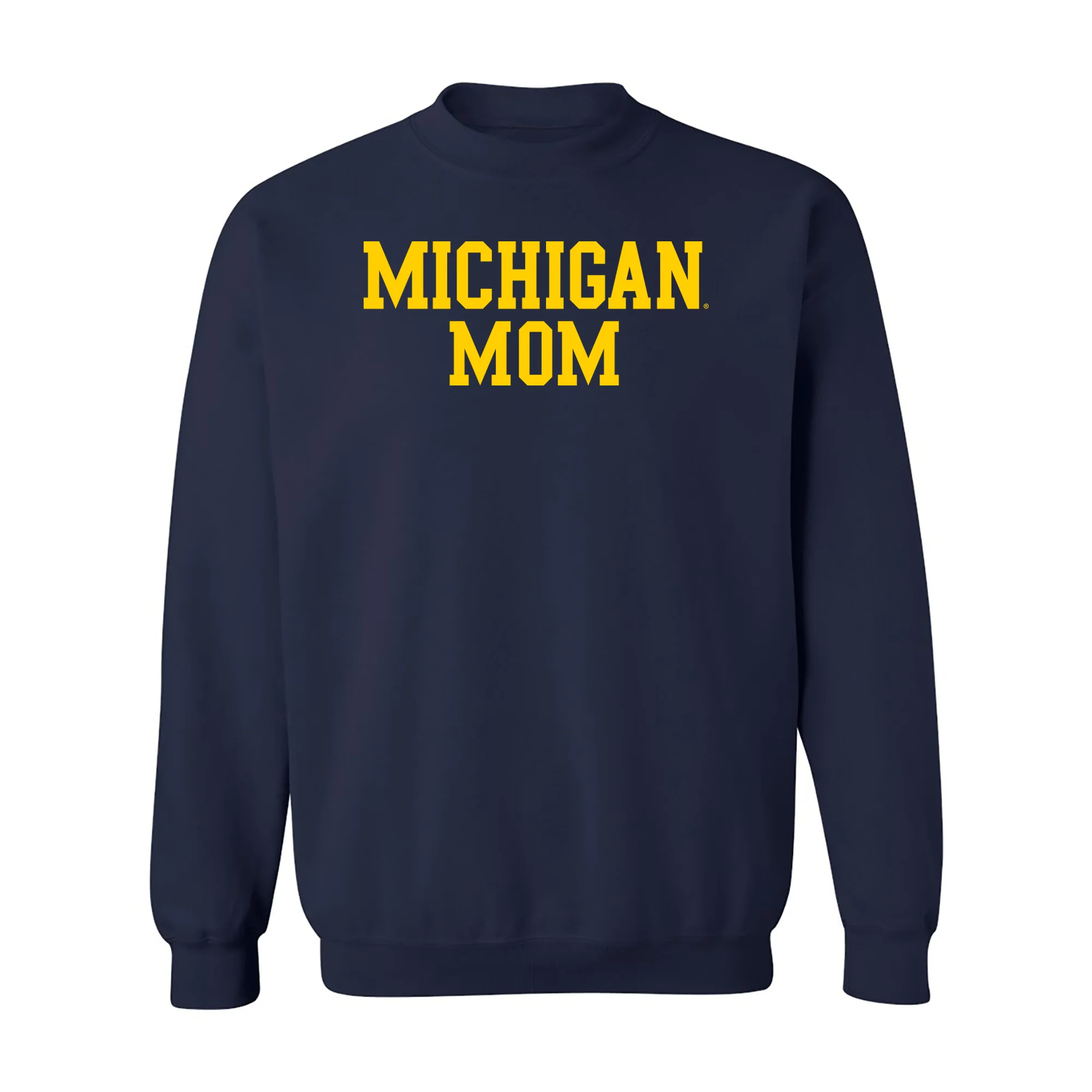 Michigan Wolverines Basic Block Mom Crewneck Sweatshirt - Navy